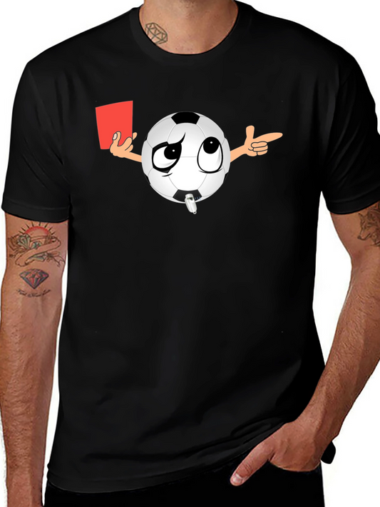 Soccer Referee T-Shirt - Funny Cartoon Ball with Red Card