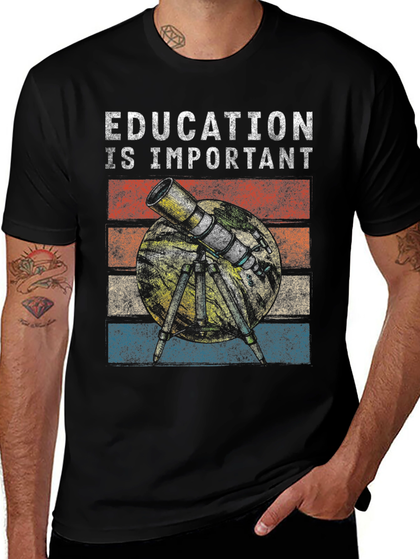 Education is Important Telescope Graphic Tee