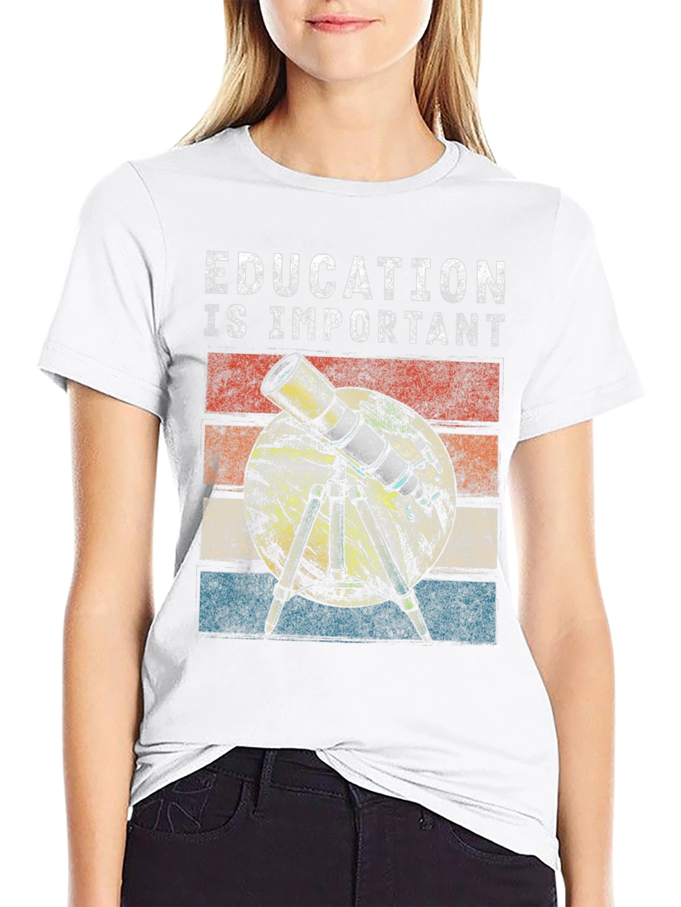 Education is Important Telescope Graphic Tee