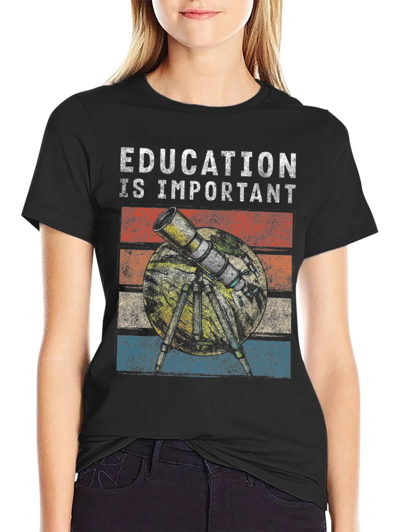 Education is Important Telescope Graphic Tee