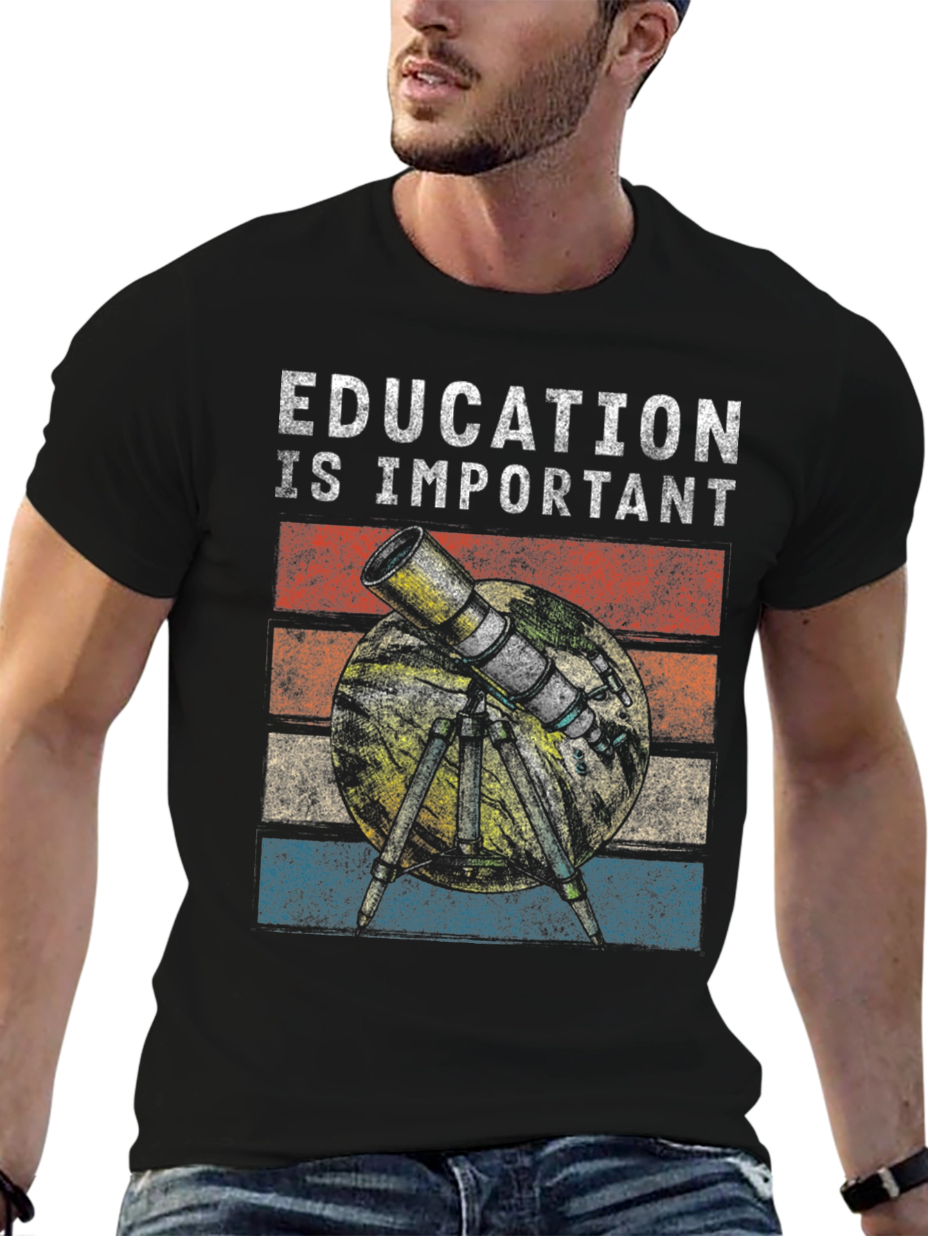 Education is Important Telescope Graphic Tee