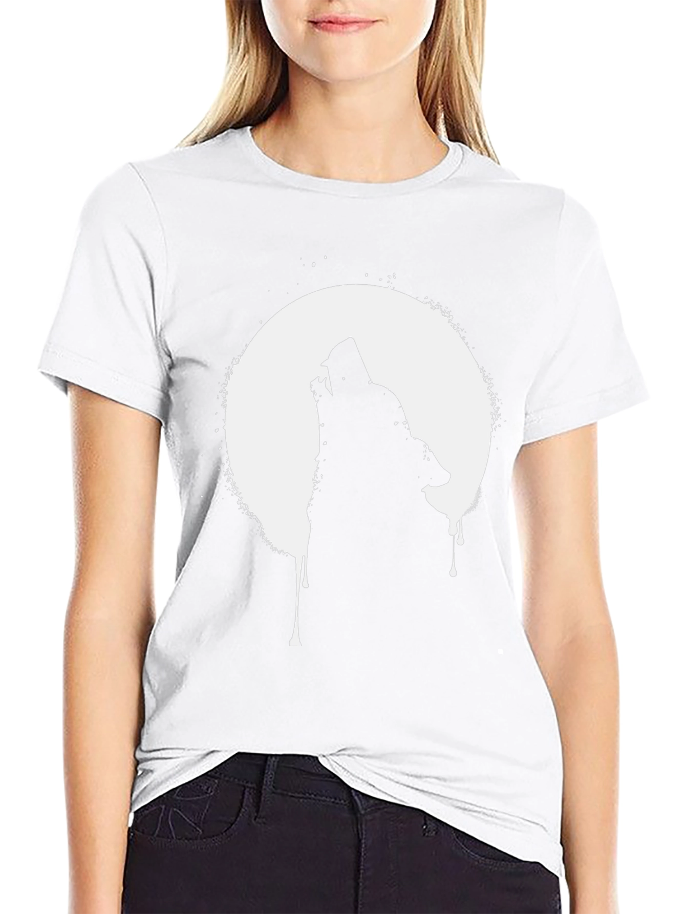 Wolf Howling at Moon Graphic T-Shirt - Black