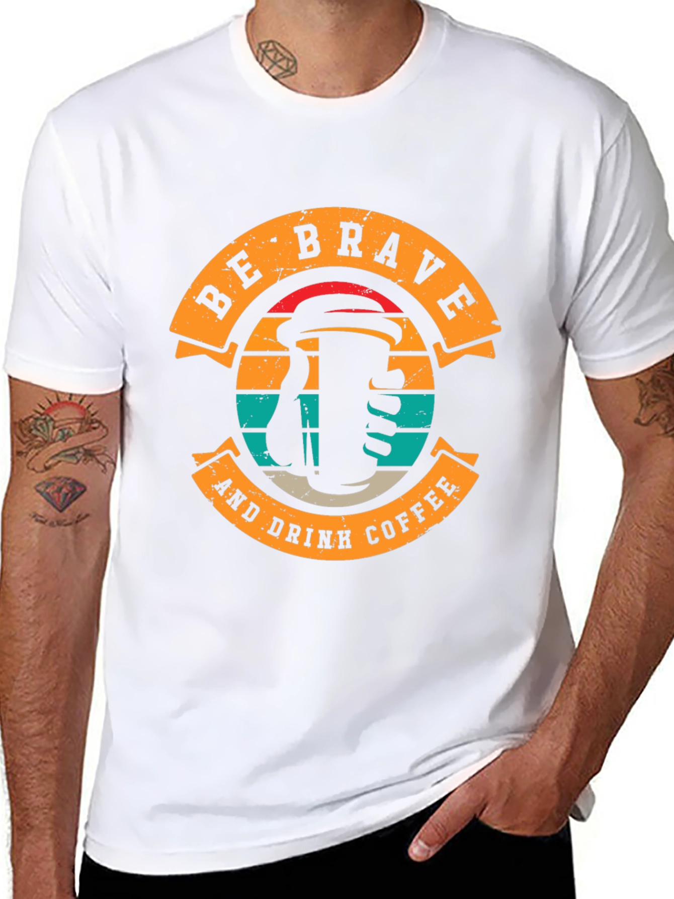 Be Brave and Drink Coffee Black T-Shirt