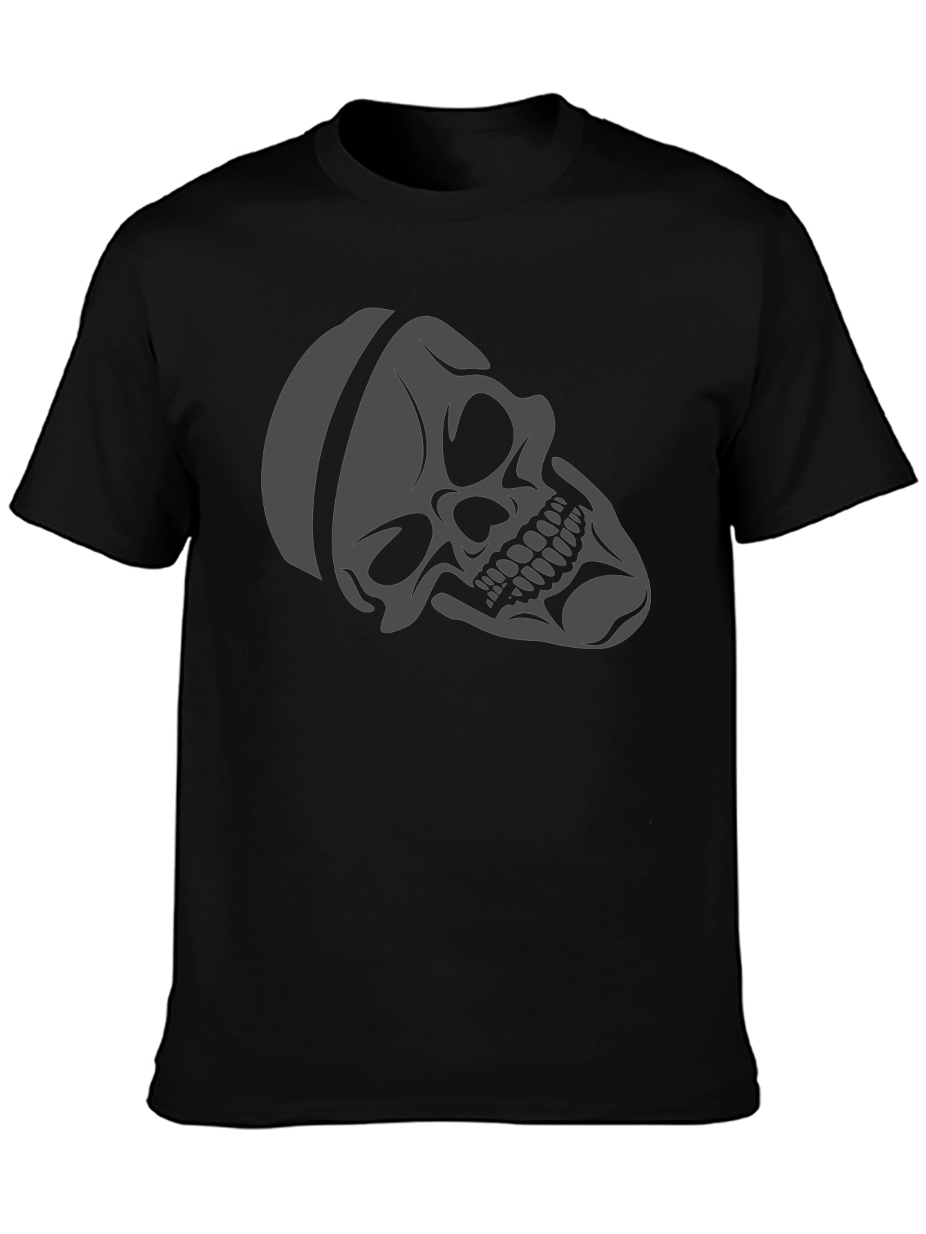 Skull Graphic Tee - Black Cotton Casual T-Shirt