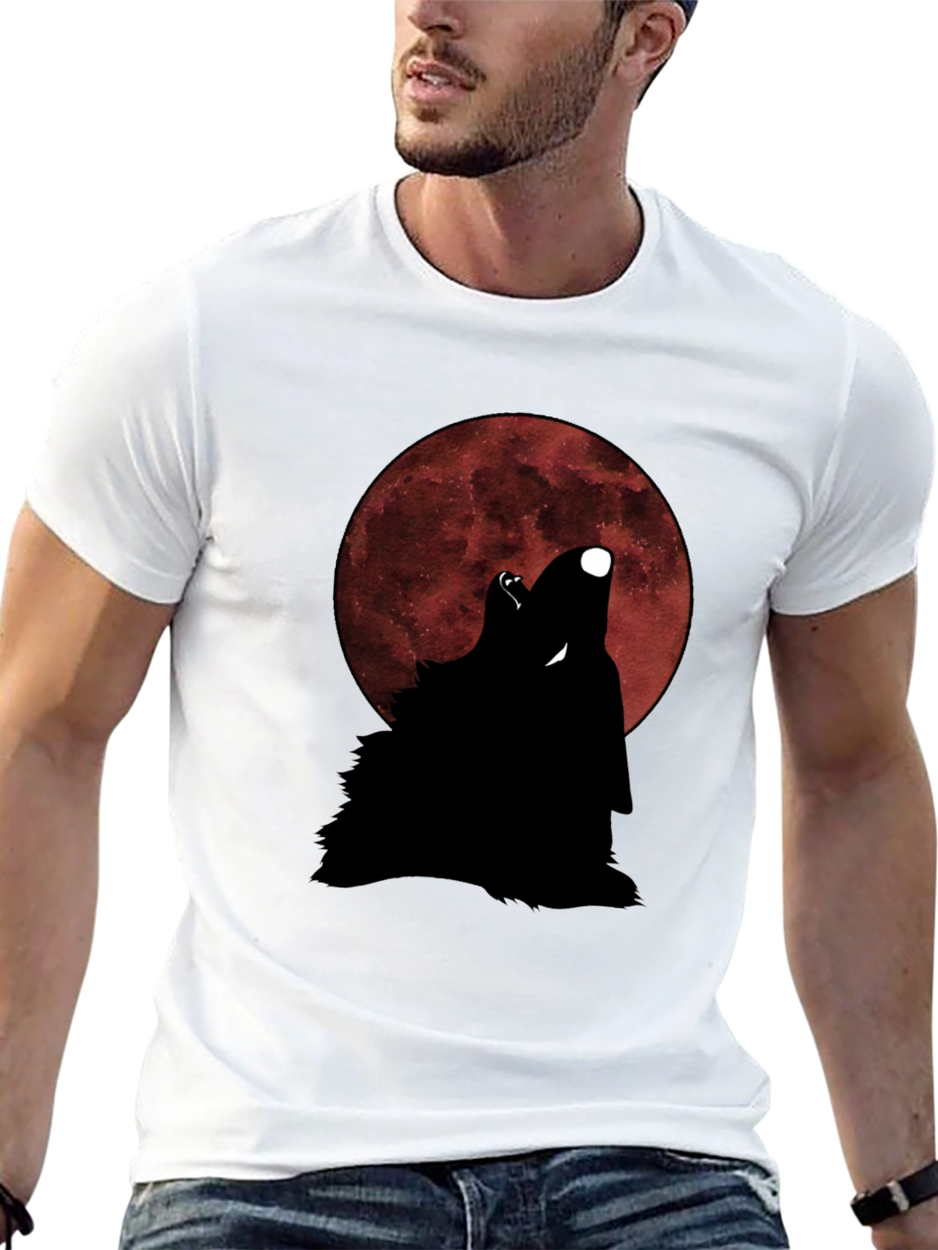 Wolf Howling at Moon Graphic T-Shirt