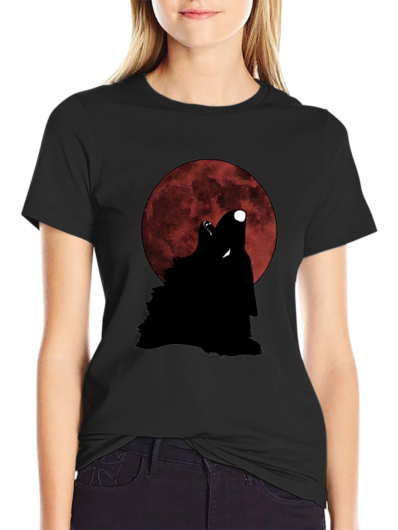 Wolf Howling at Moon Graphic T-Shirt