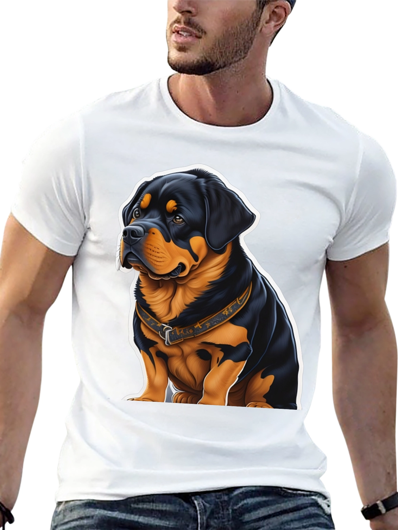 Rottweiler Dog Graphic Tee - Black Cotton Blend