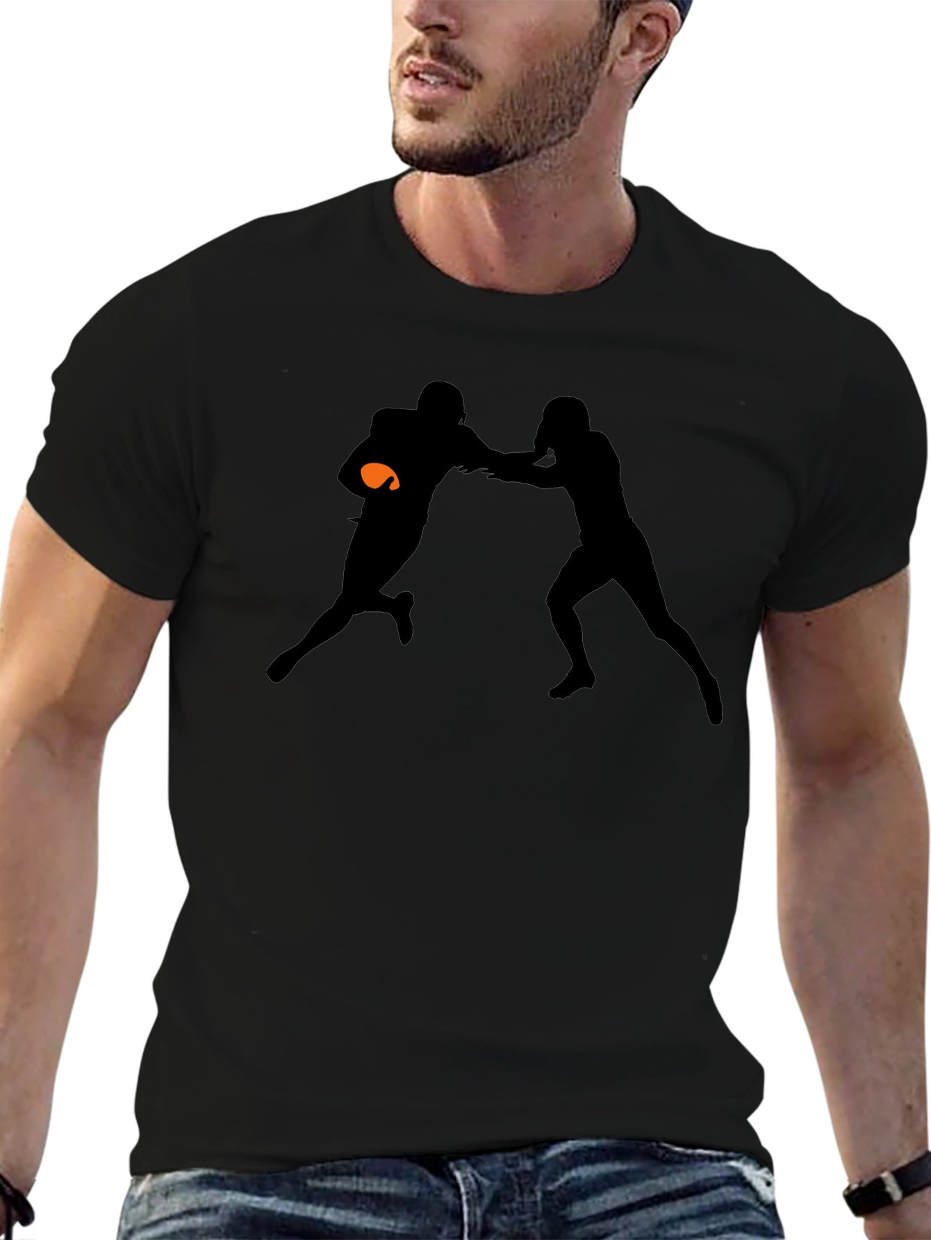 Football Silhouette Graphic T-Shirt