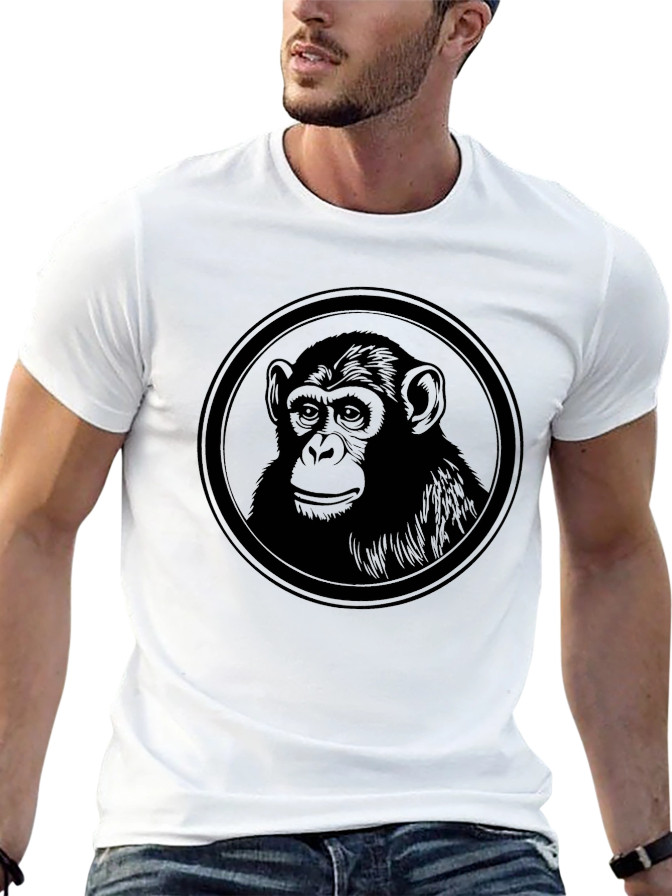 Chimpanzee Graphic Tee - Black Cotton T-Shirt