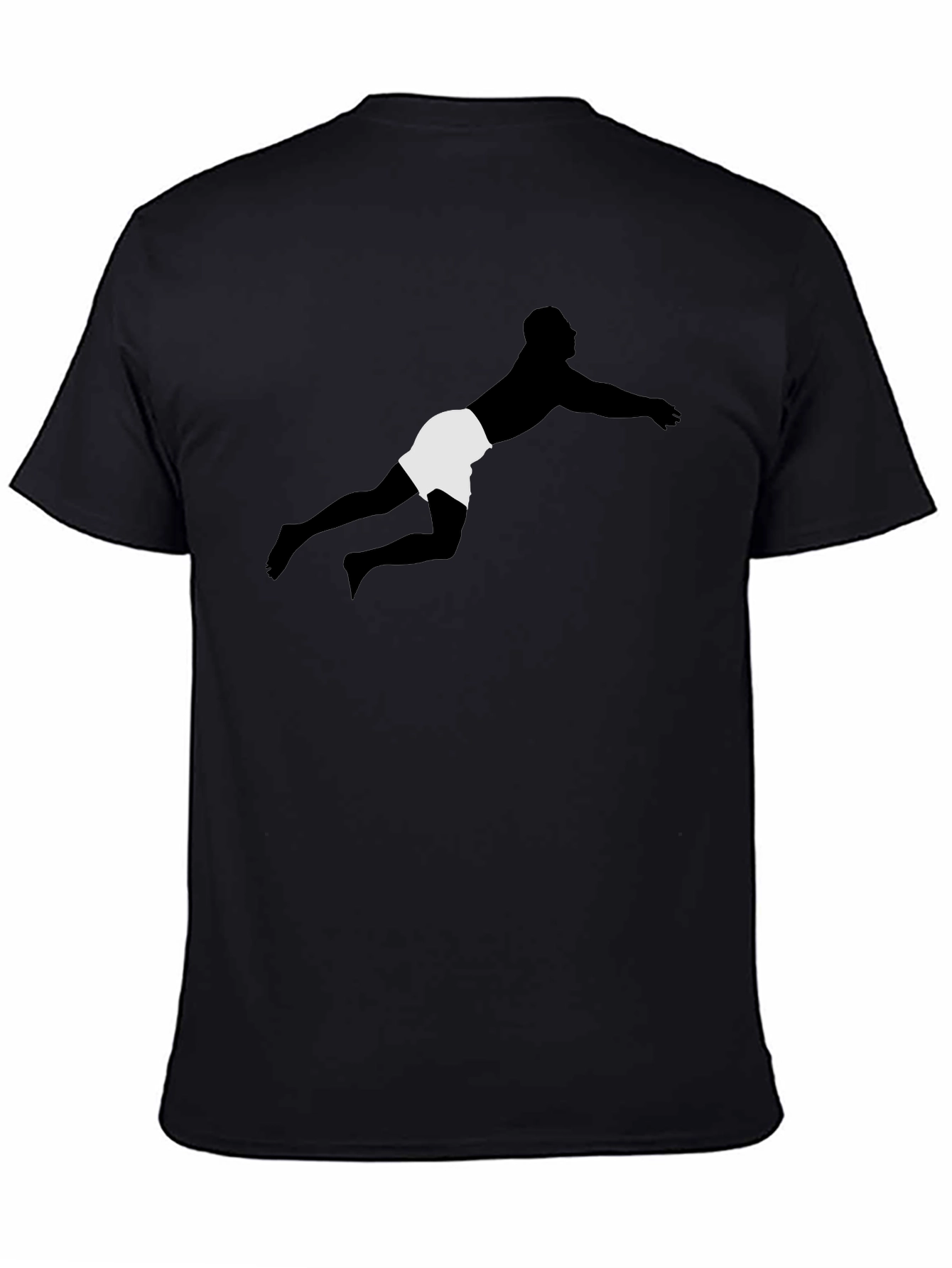 Diving Silhouette Black Tee - Sporty Graphic T-Shirt