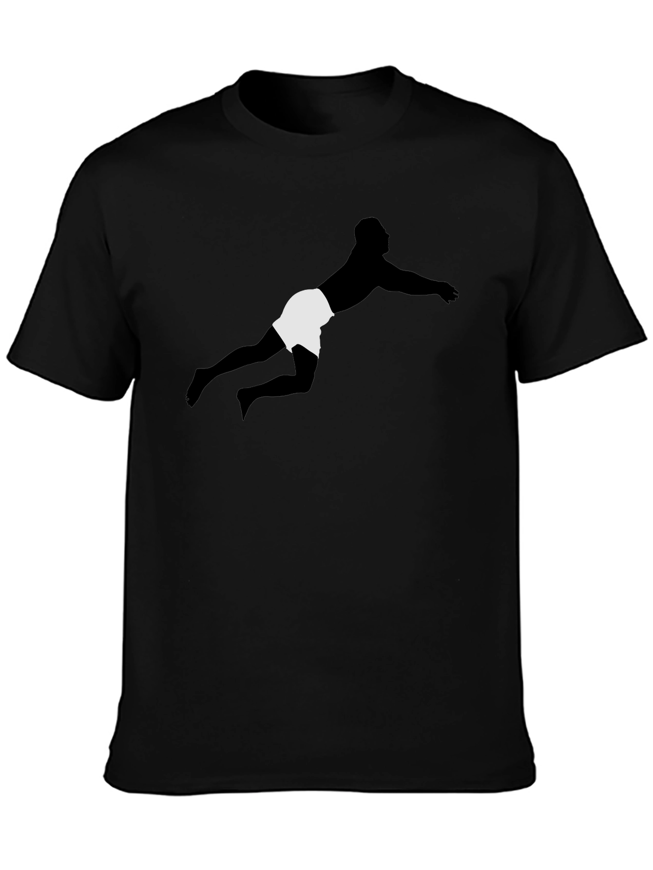 Diving Silhouette Black Tee - Sporty Graphic T-Shirt
