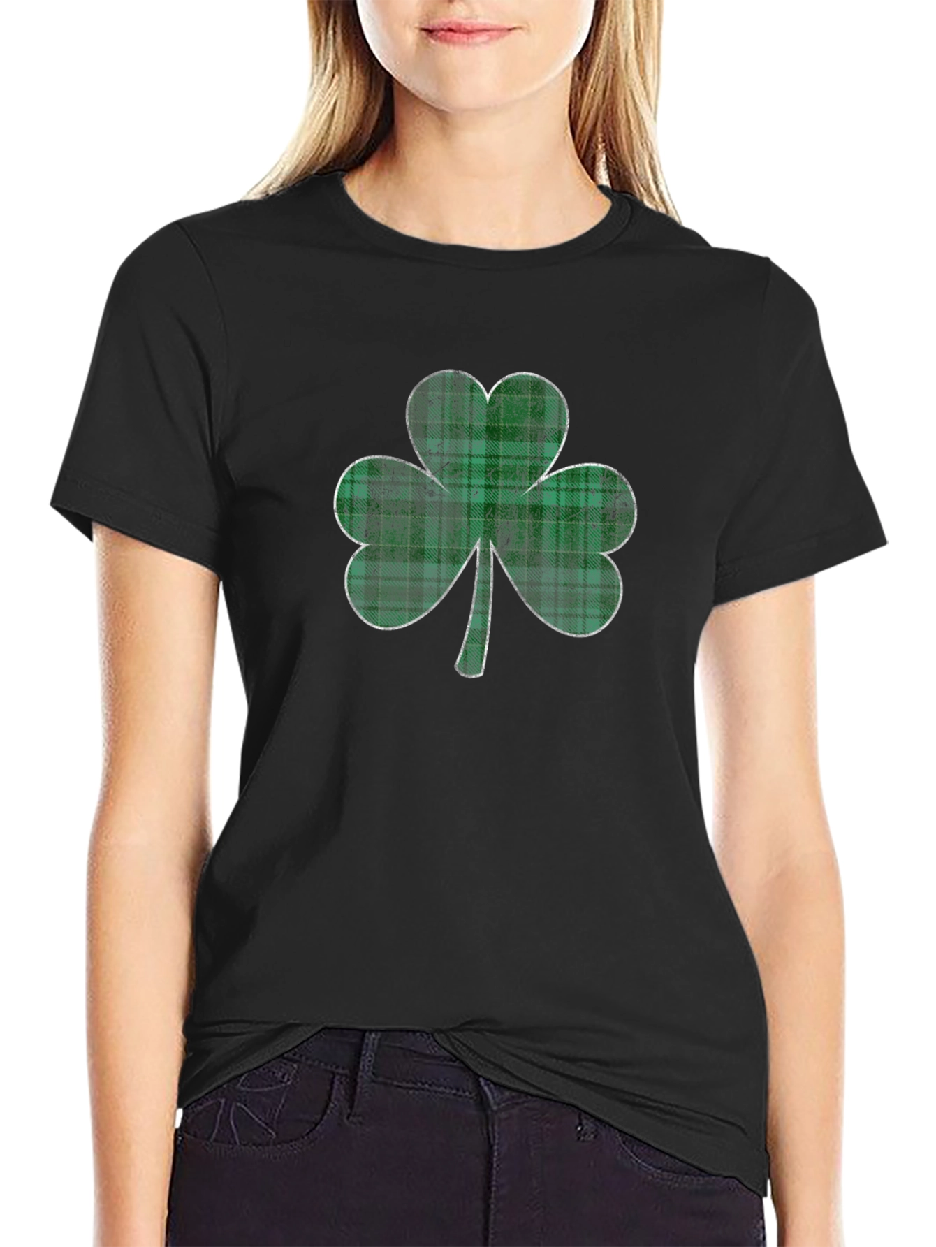 Shamrock Plaid Graphic Tee - St. Patricks Day