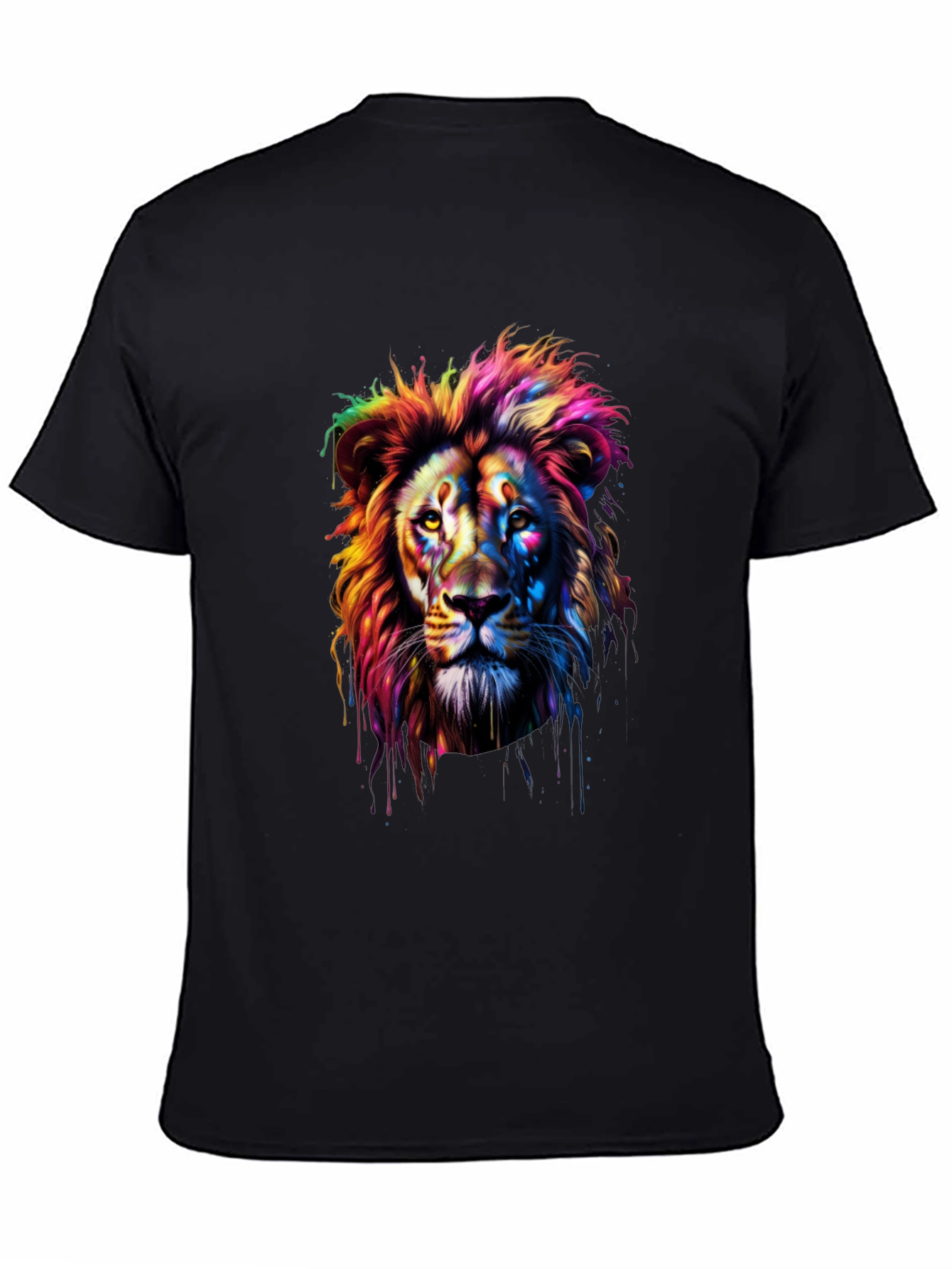 Rainbow Lion Graphic T-Shirt - Bold Artistic Design