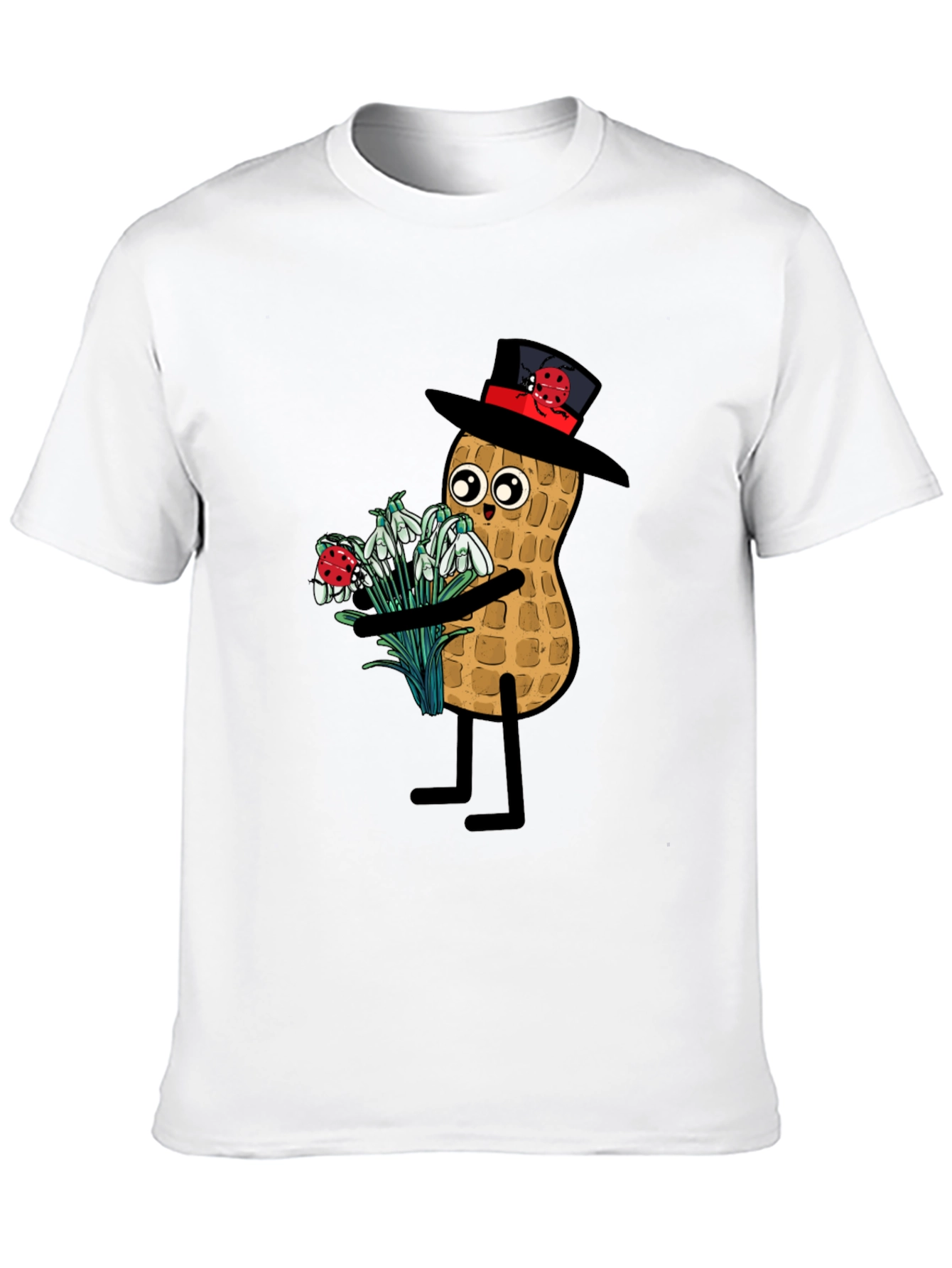 Funny Peanut with Flowers Graphic Tee