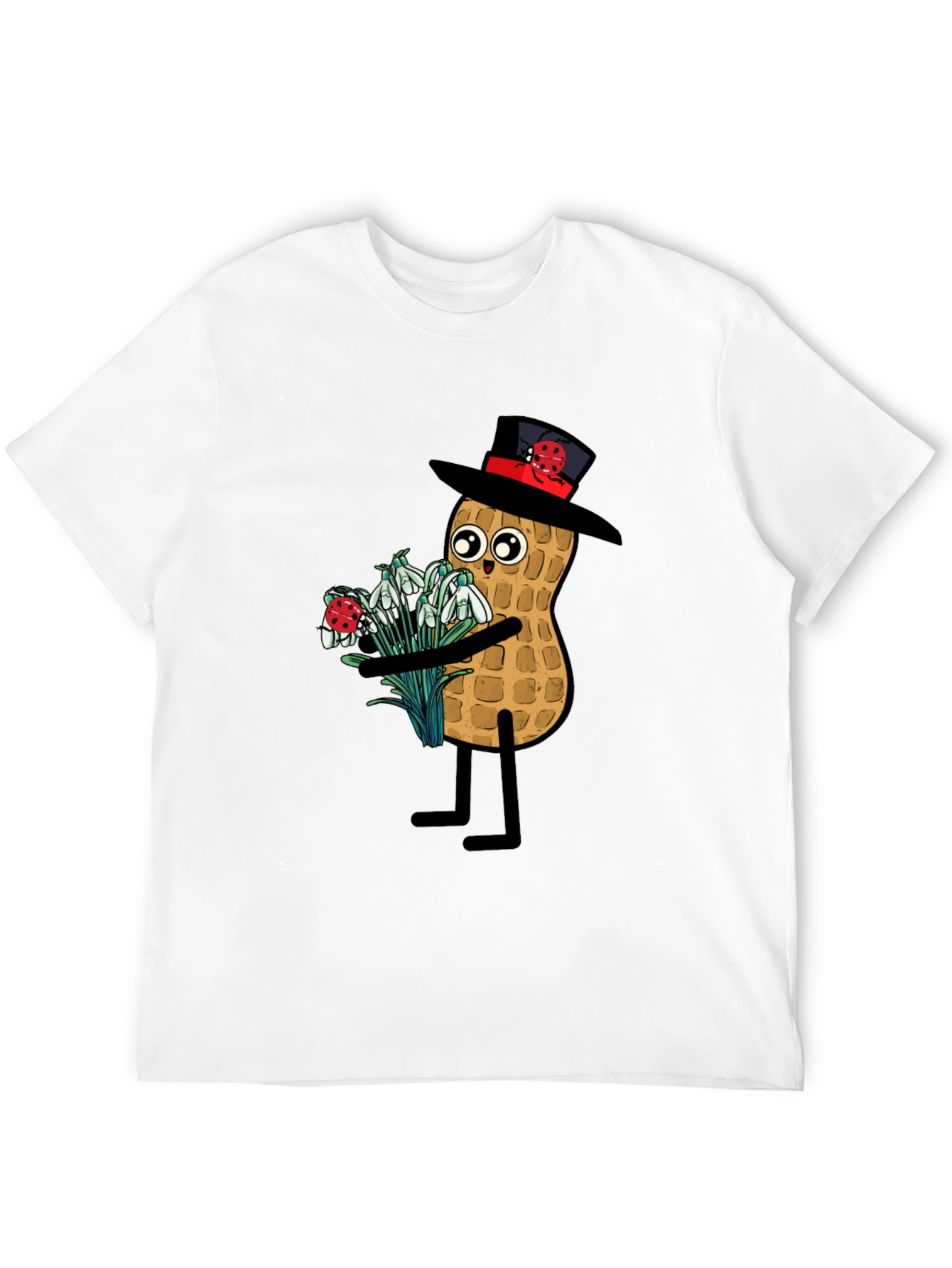 Funny Peanut with Flowers Graphic Tee