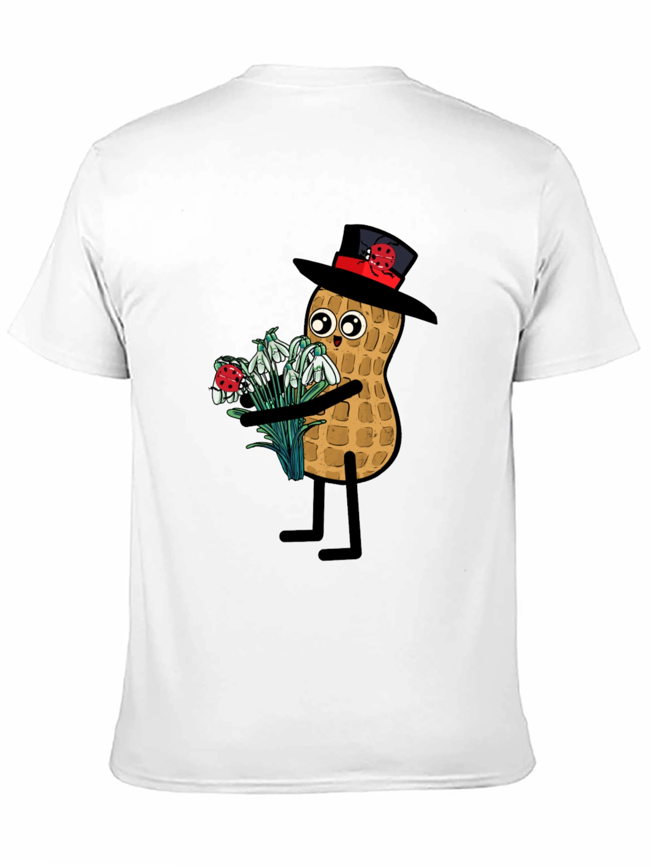 Funny Peanut with Flowers Graphic Tee