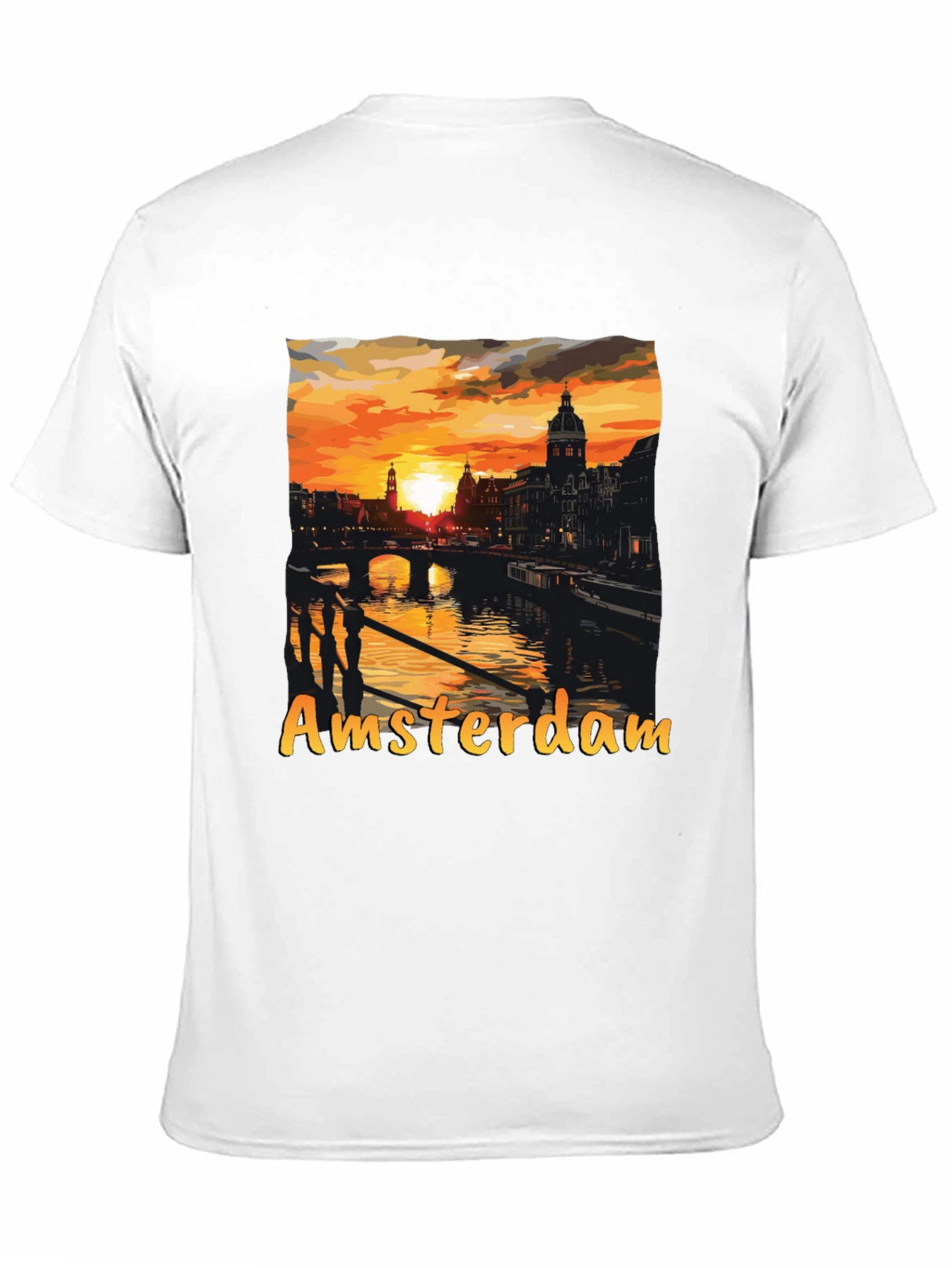 Amsterdam Sunset Graphic Tee - Black Cotton T-Shirt