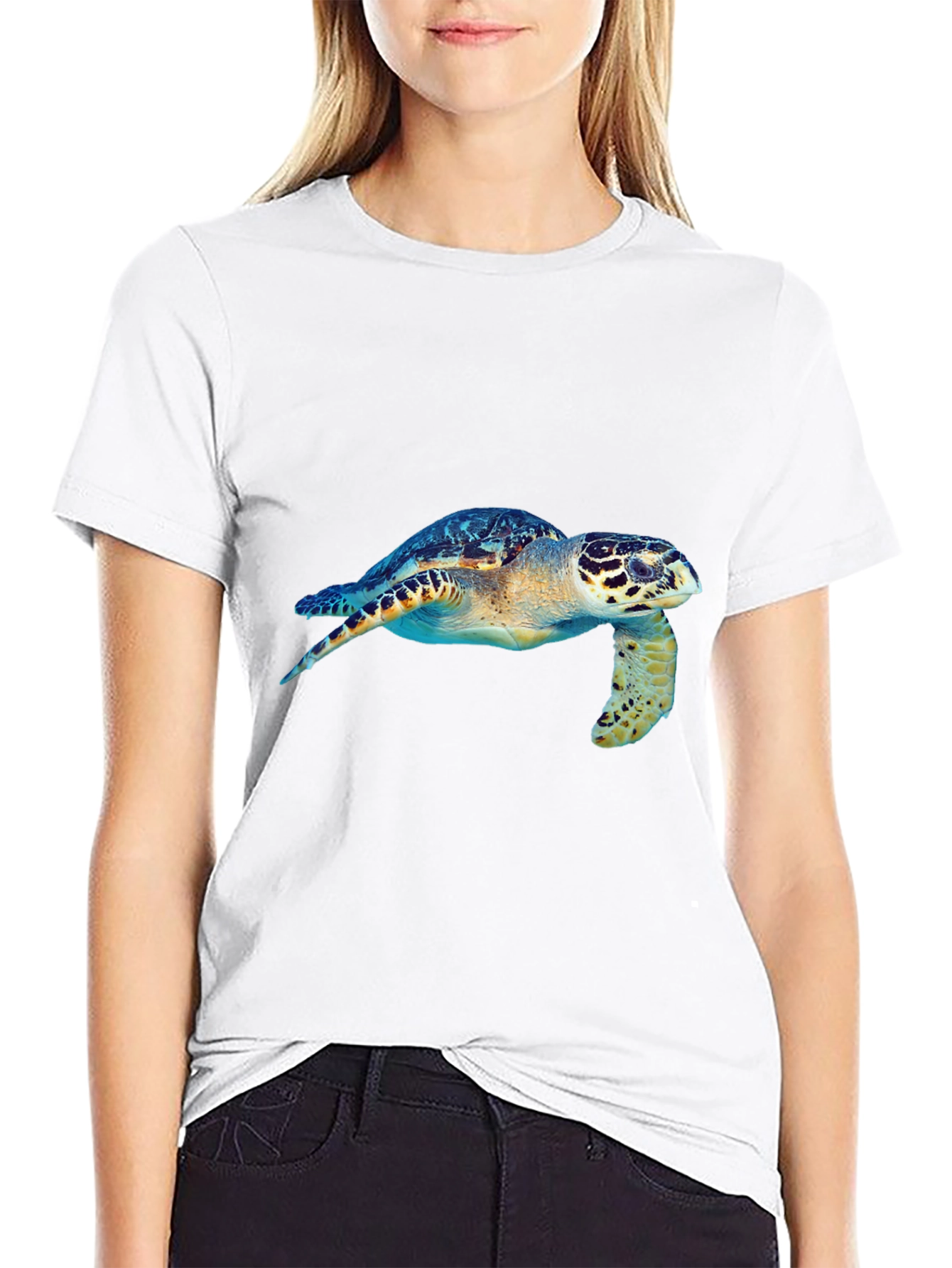 Sea Turtle Graphic Tee - Black Cotton Blend