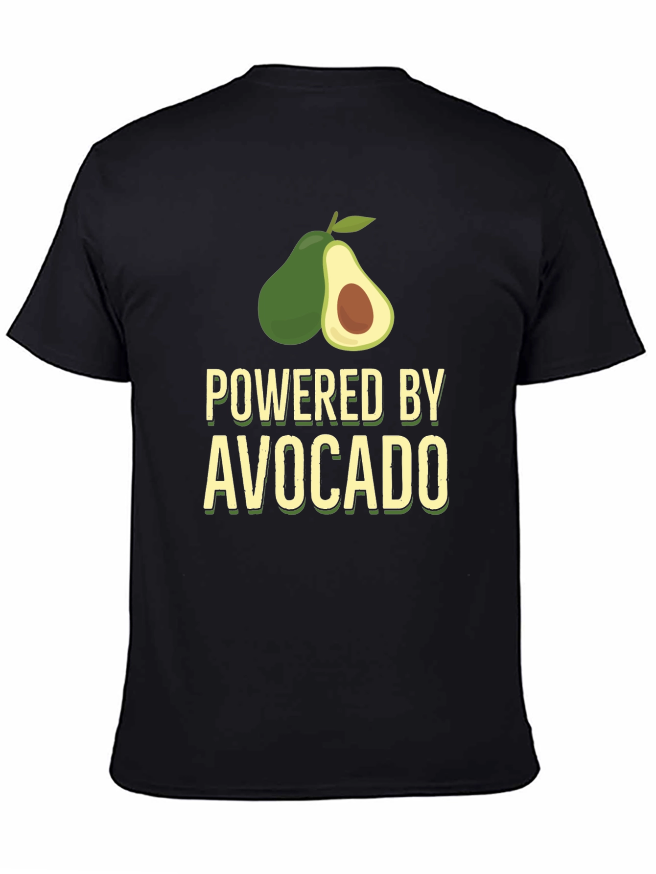 Powered By Avocado T-Shirt - Black Funny Tee