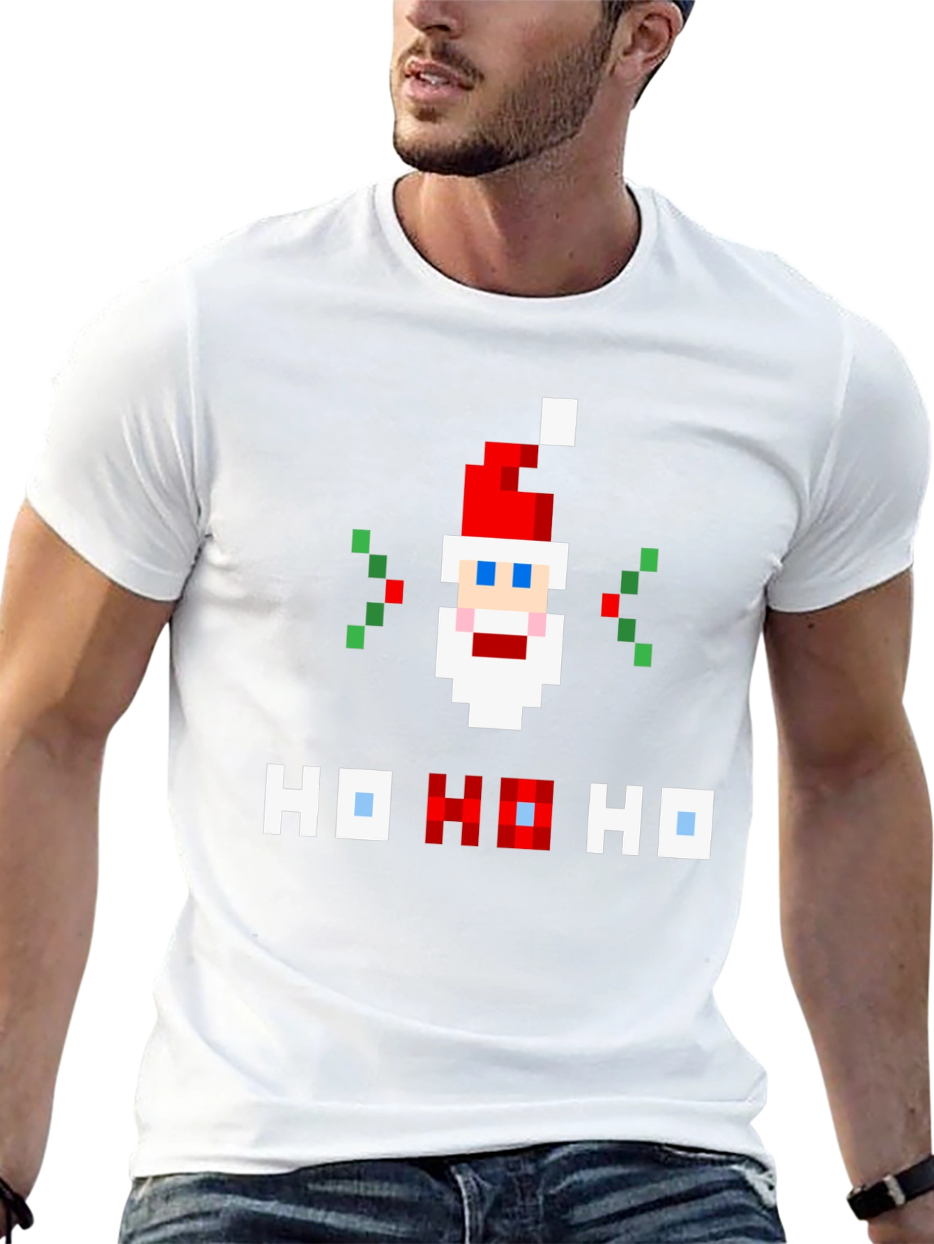 Pixel Santa Ho Ho Ho Graphic Tee