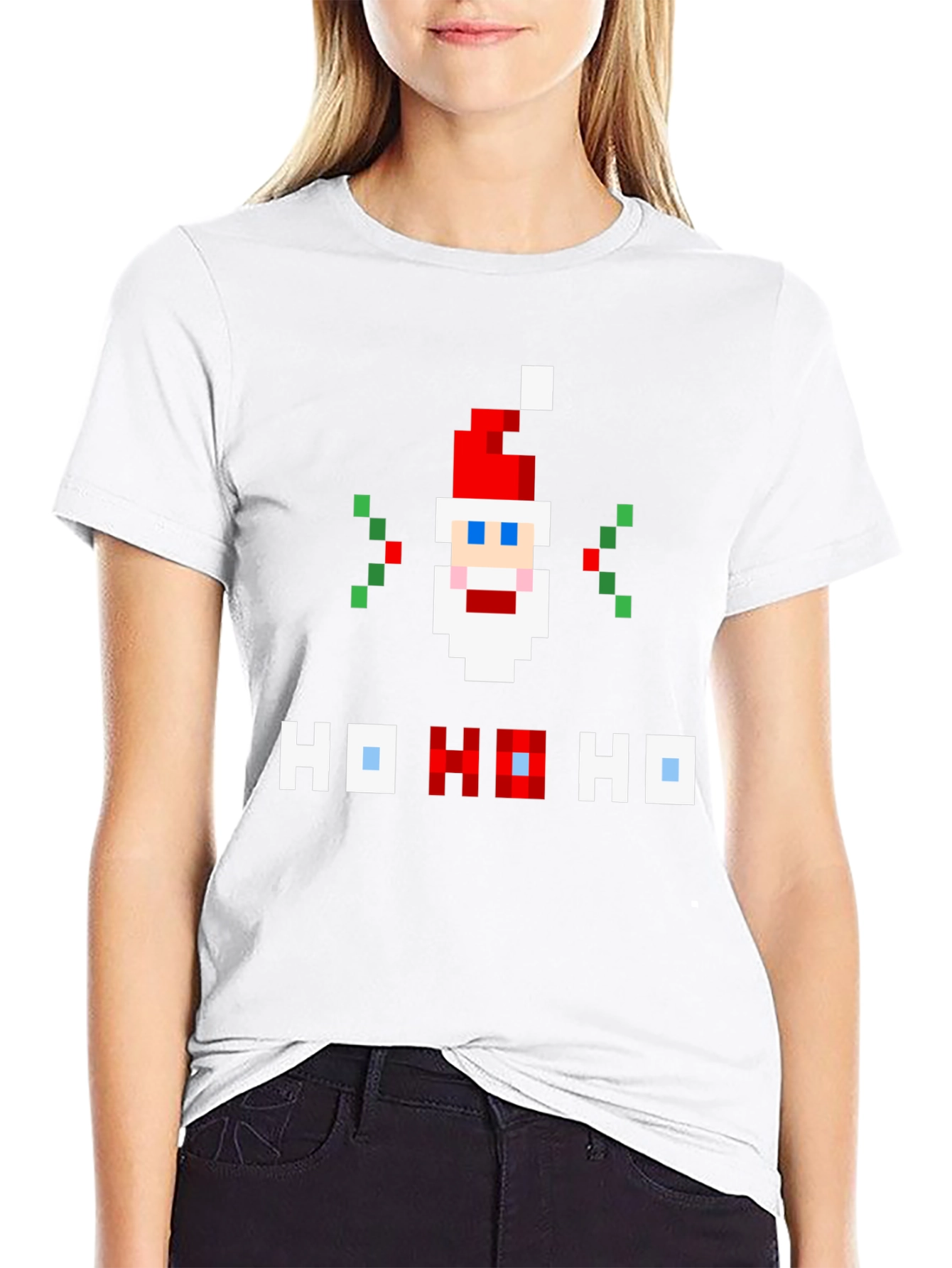 Pixel Santa Ho Ho Ho Graphic Tee