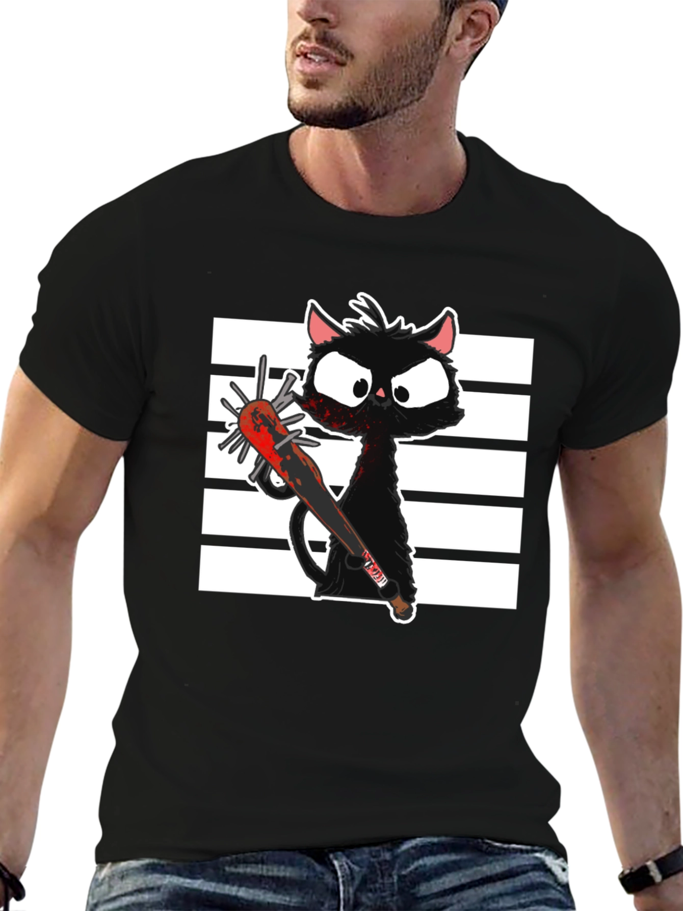 Spooky Cat T-Shirt - Graphic Print Tee