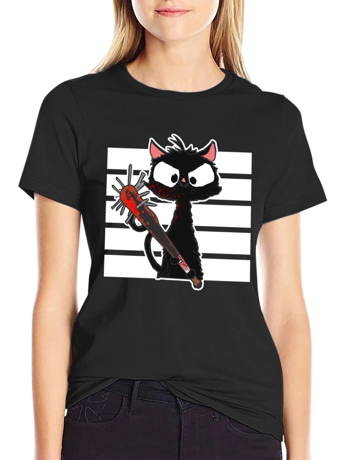 Spooky Cat T-Shirt - Graphic Print Tee