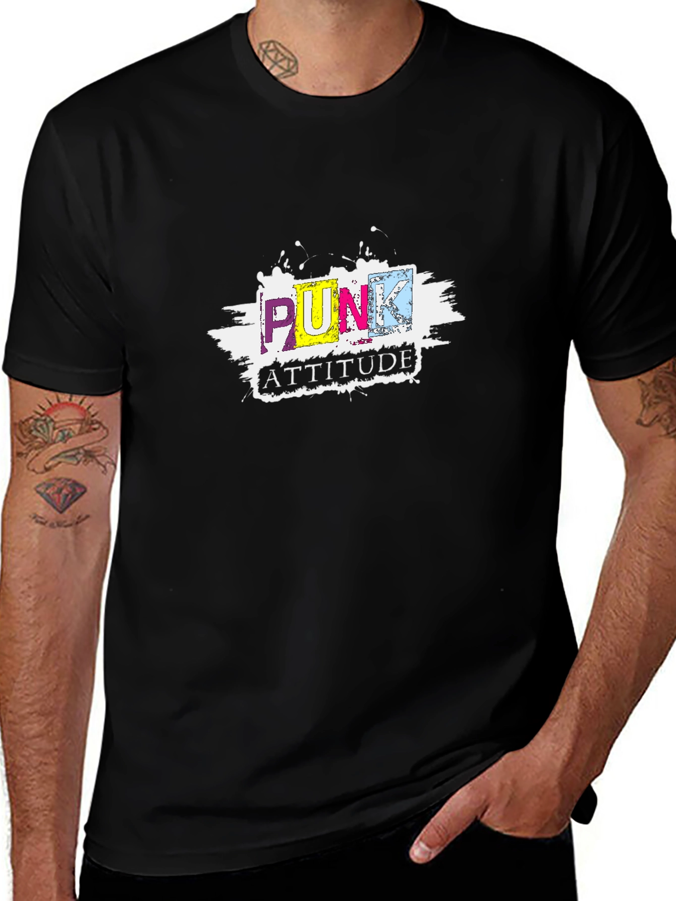 Punk Attitude Graphic Black T-Shirt