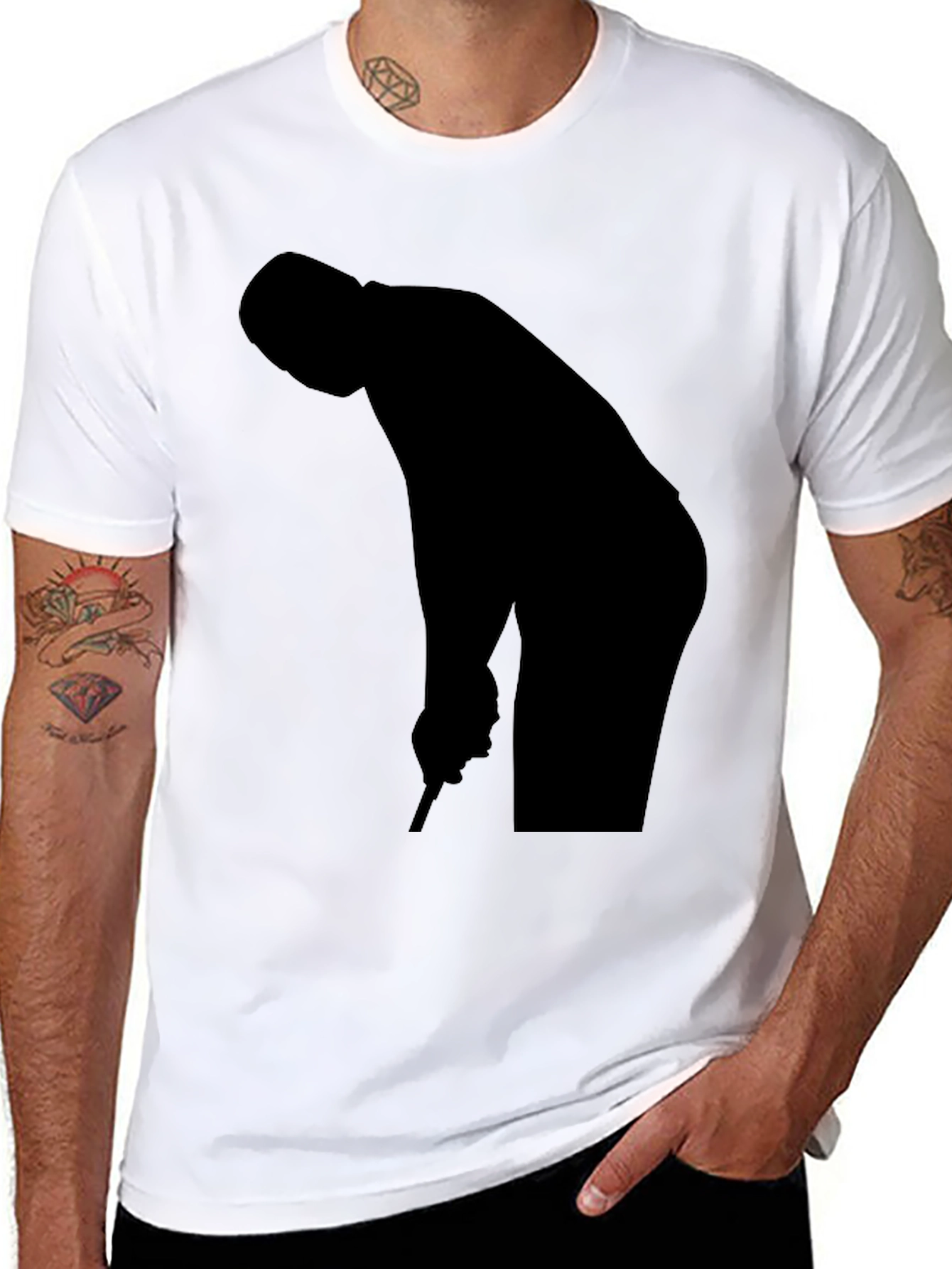 Golf Player Silhouette Black T-Shirt