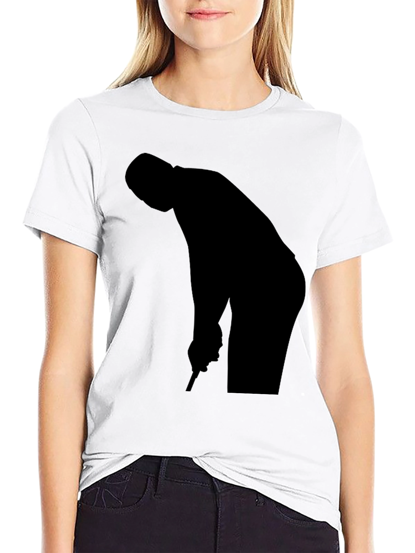 Golf Player Silhouette Black T-Shirt