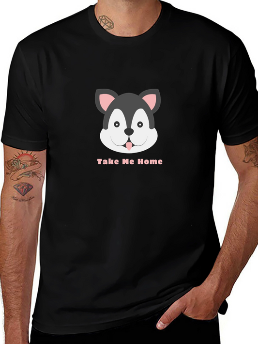 Cute Dog Graphic Tee - Take Me Home Black T-Shirt