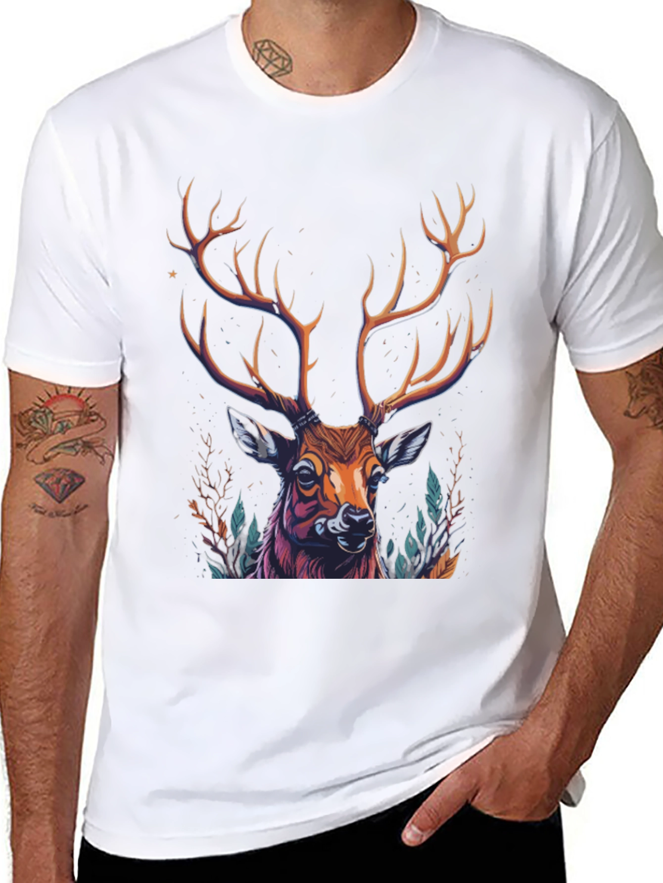 Majestic Deer Graphic Tee - Mens Black T-Shirt