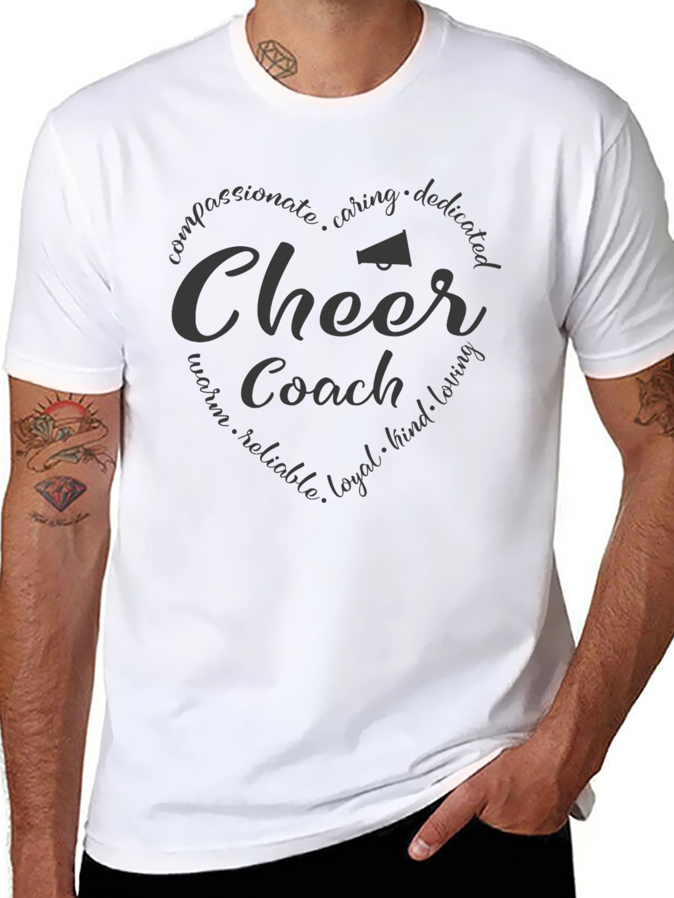 Cheer Coach Heart Design T-Shirt