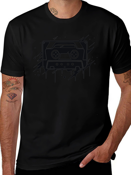 Retro Cassette Tape Graphic Tee - Mens Black T-Shirt