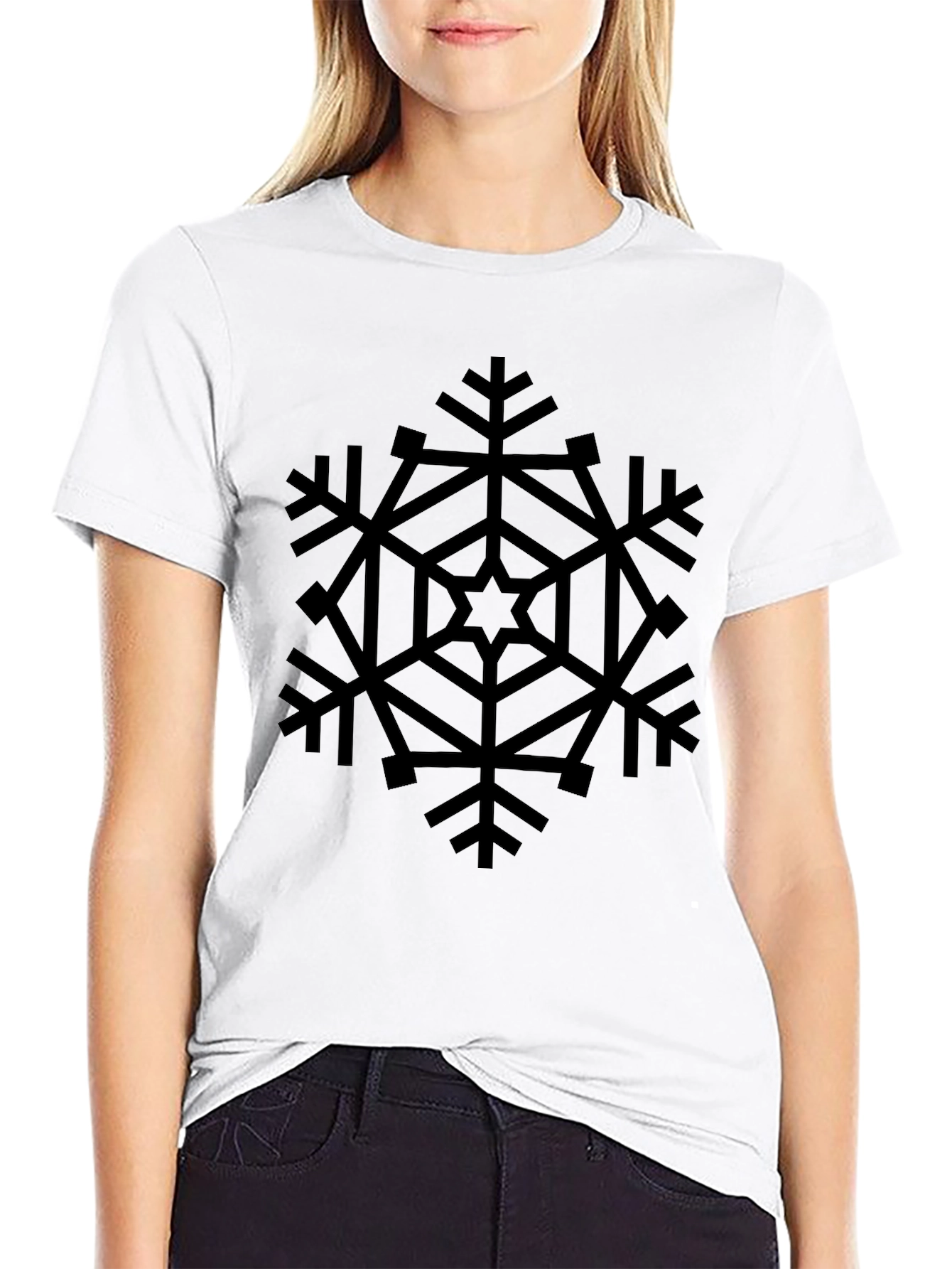 Black Snowflake Graphic Tee - Stylish Winter Apparel