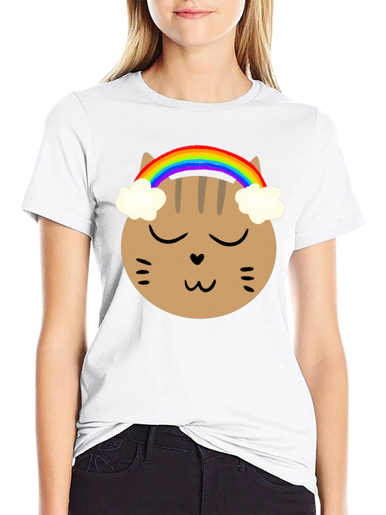 Rainbow Cat Graphic Tee - Soft Cotton Blend