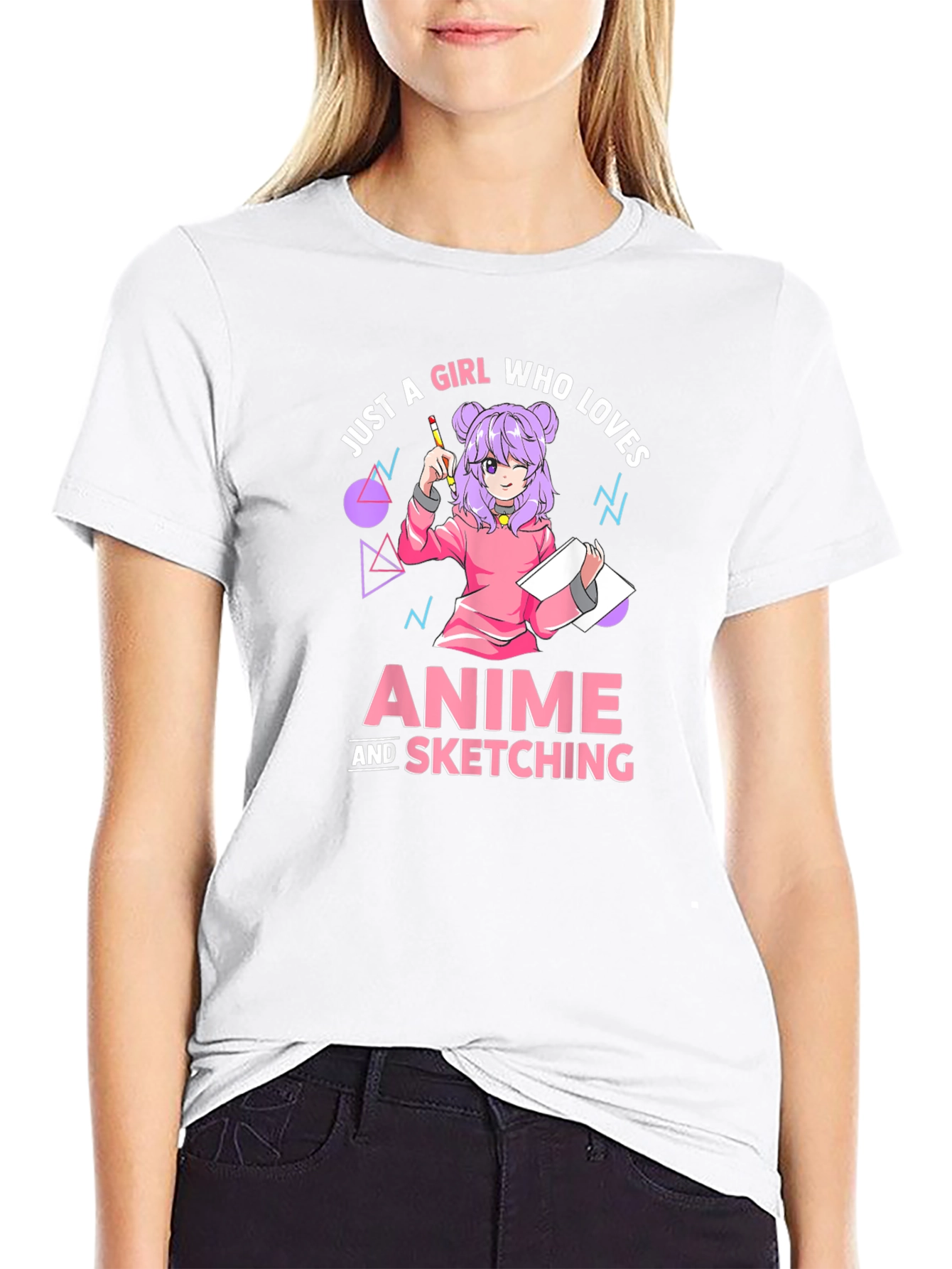 Anime and Sketching Girl T-Shirt - Black