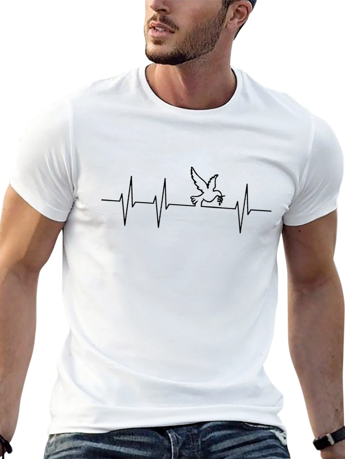 Dove Heartbeat Graphic Black T-Shirt