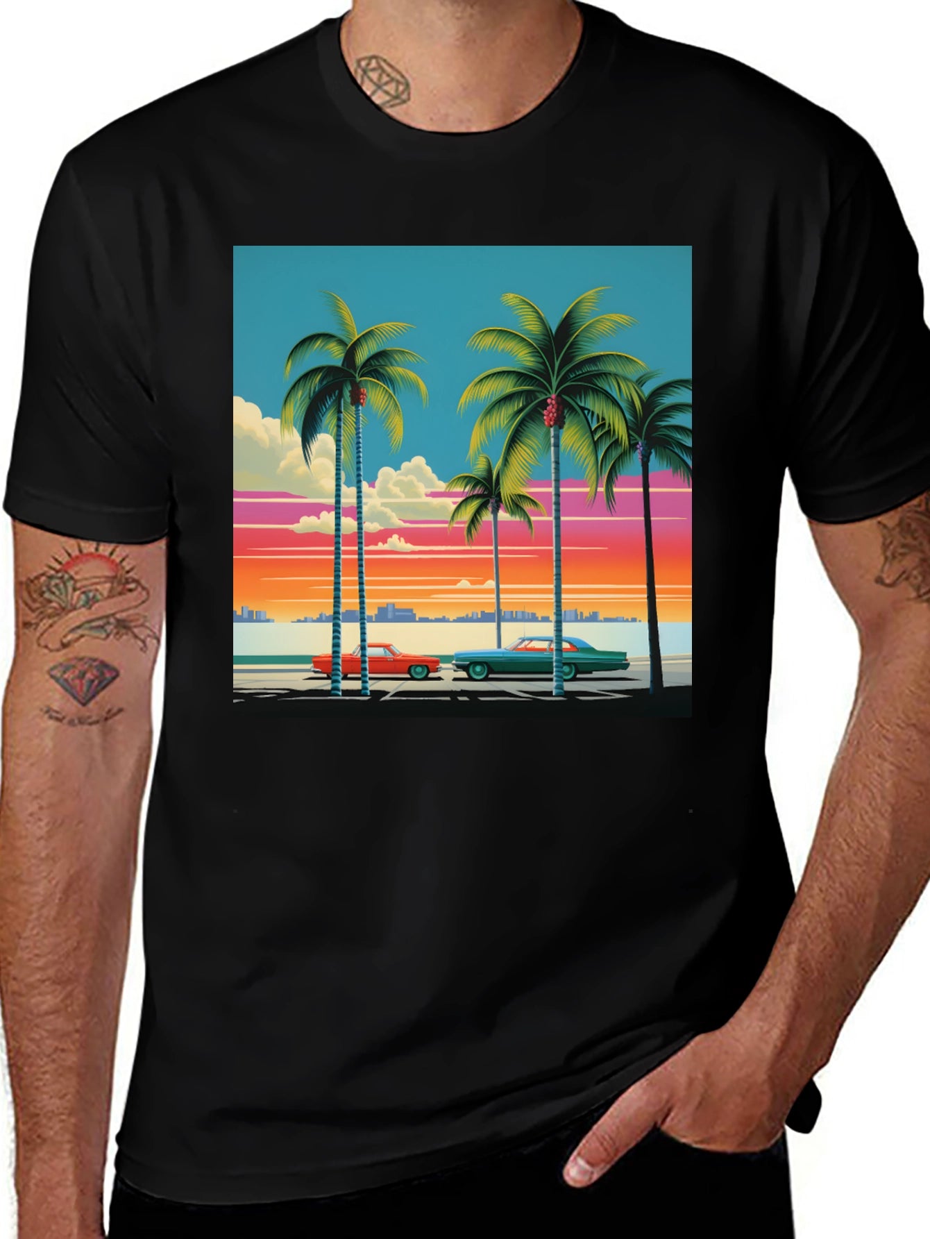 Retro Miami Beach Palm Tree T-Shirt