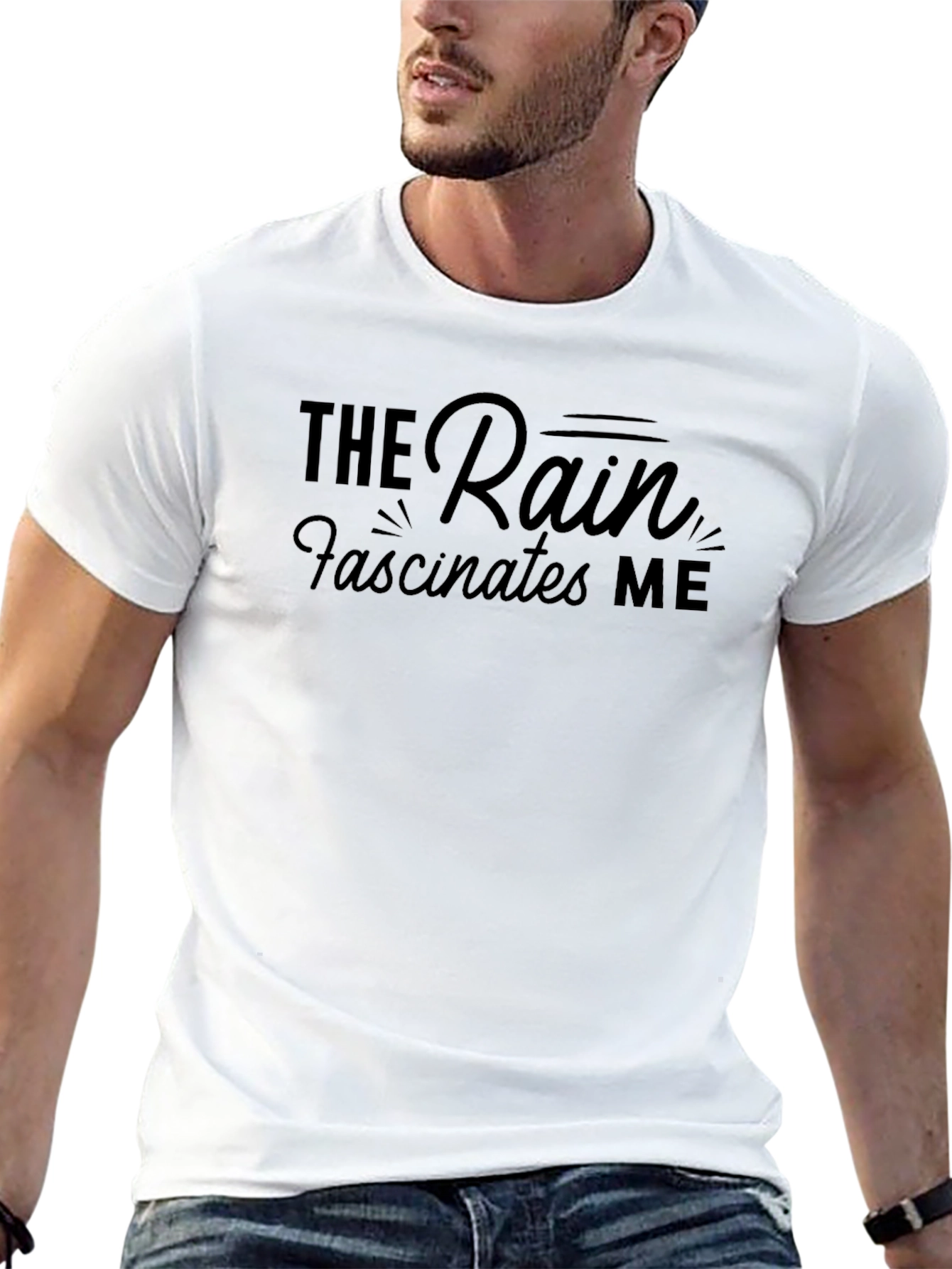 The Rain Fascinates Me Black T-Shirt