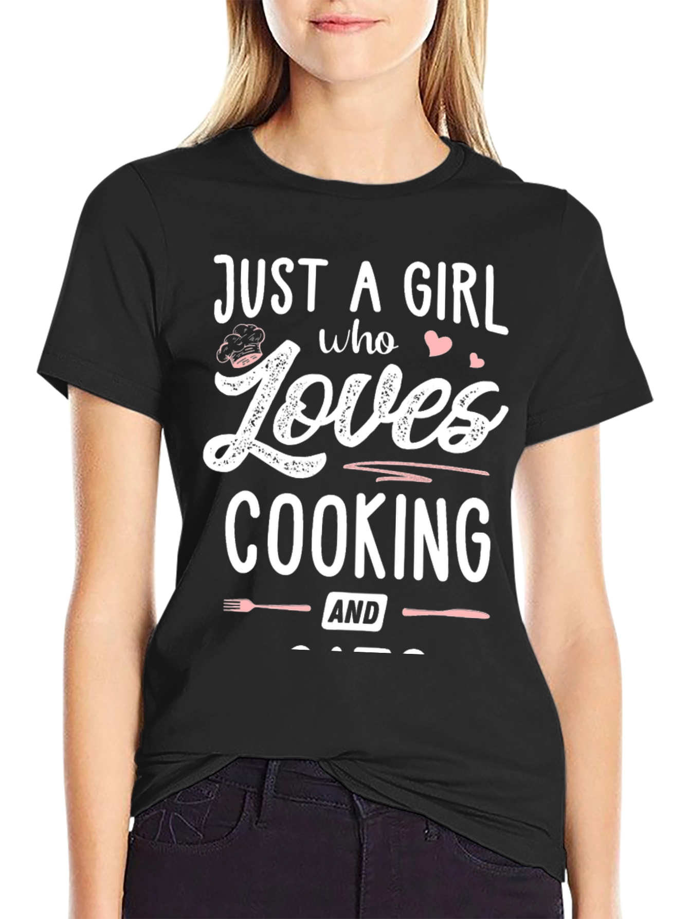 Just A Girl Who Loves Cooking Black T-Shirt