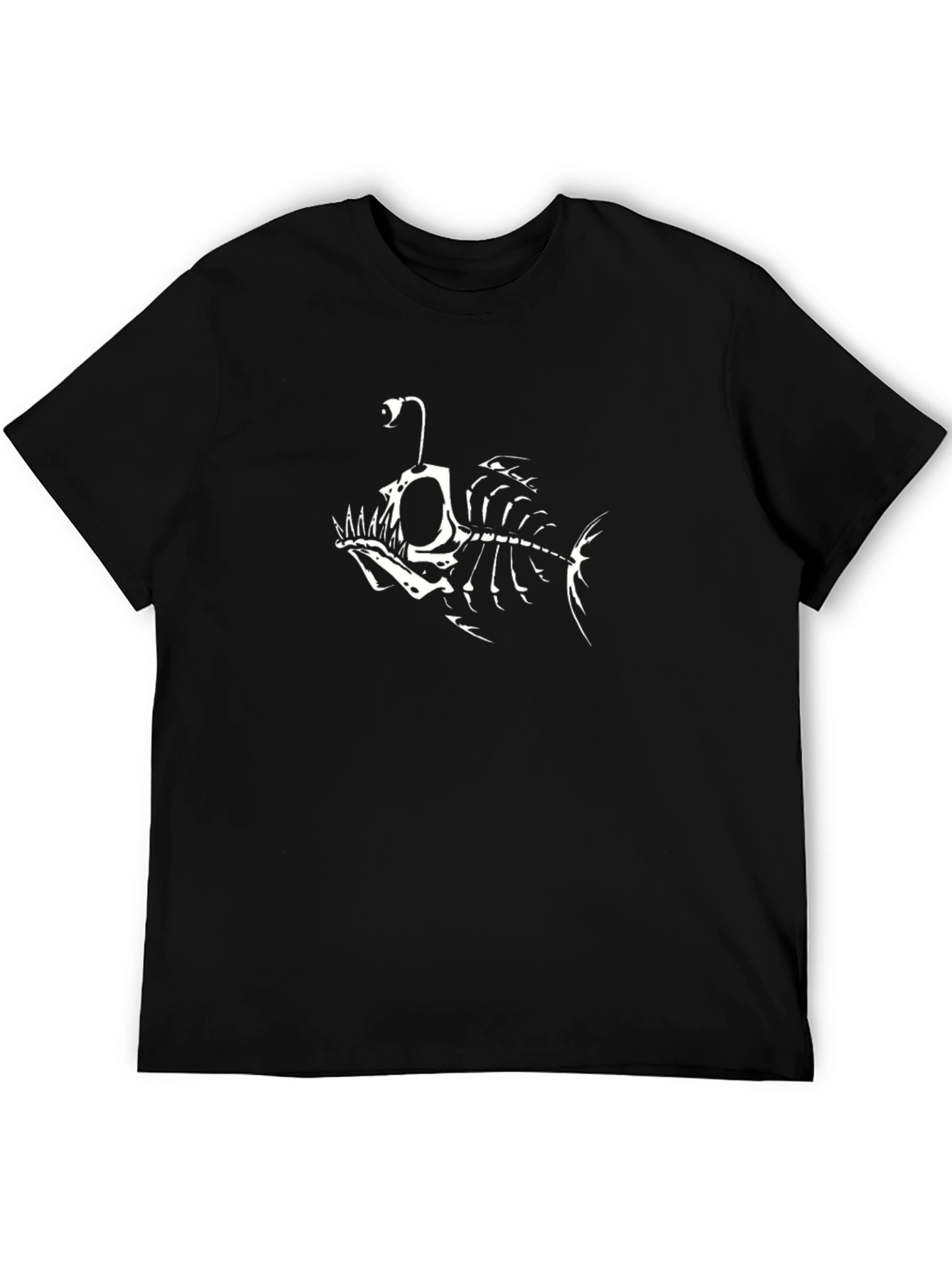 Anglerfish Skeleton Graphic Tee - Black Cotton T-Shirt