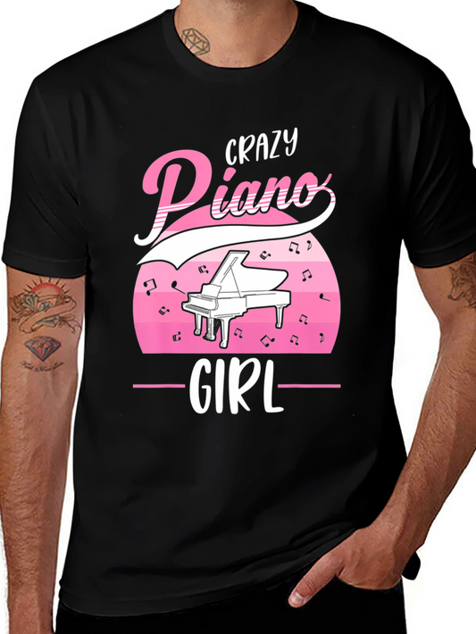Crazy Piano Girl T-Shirt - Music Lover Tee
