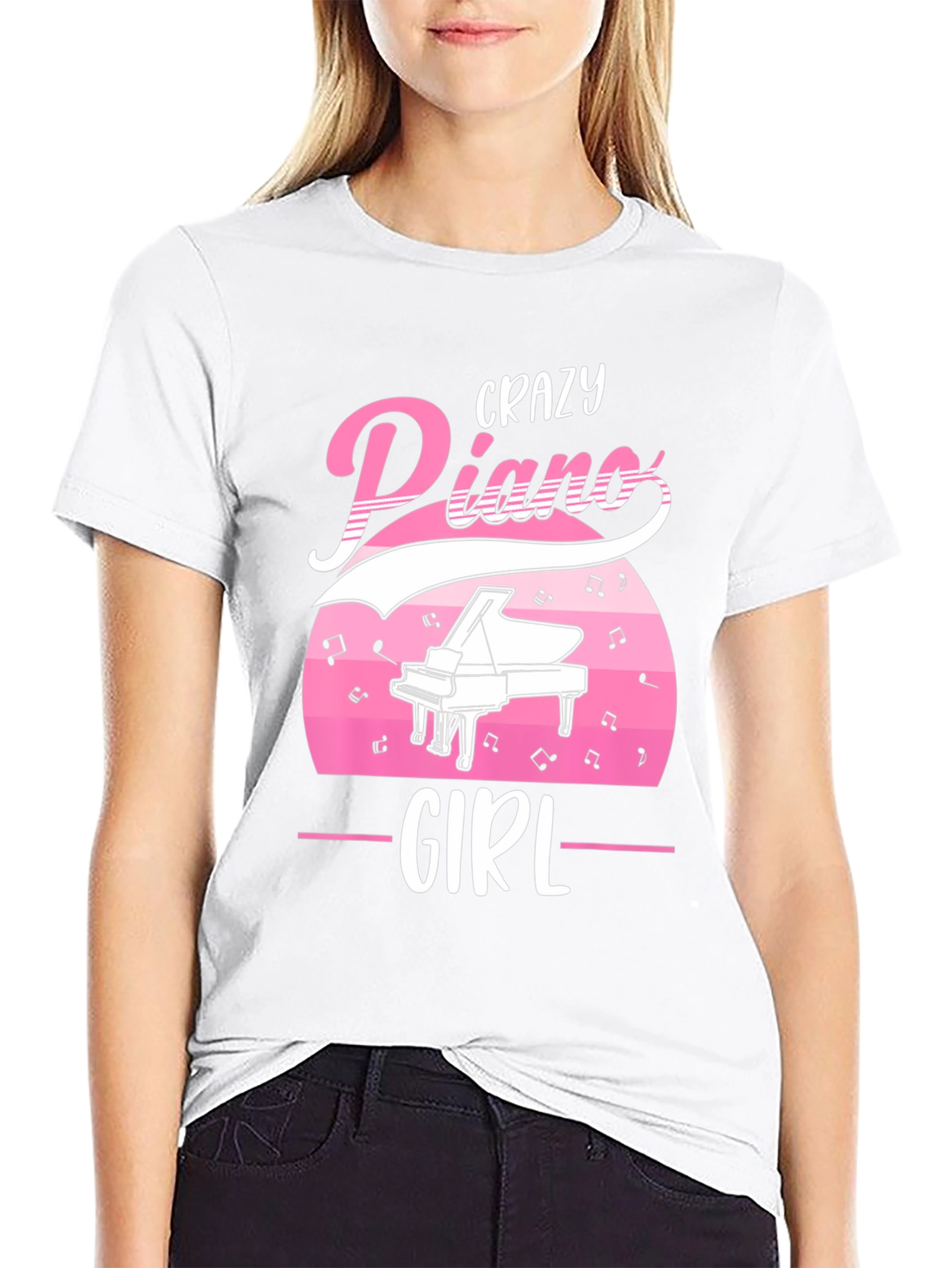Crazy Piano Girl T-Shirt - Music Lover Tee