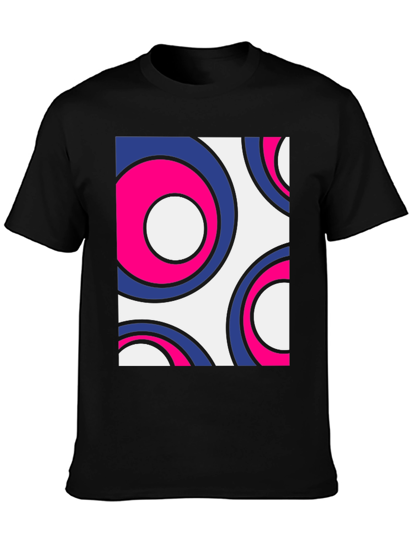 Retro Circle Pattern Tee - Bold Graphic Print T-Shirt