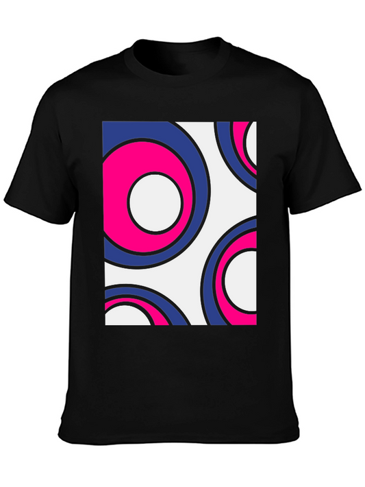 Retro Circle Pattern Tee - Bold Graphic Print T-Shirt