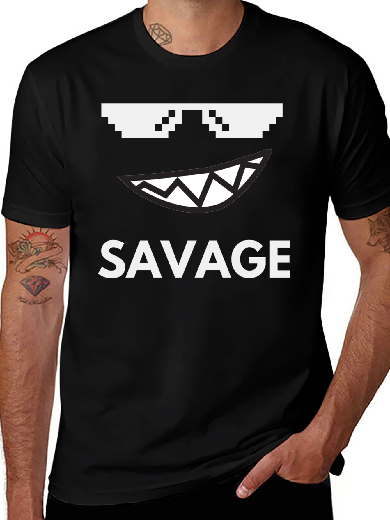 Savage Graphic Tee - Pixel Sunglasses