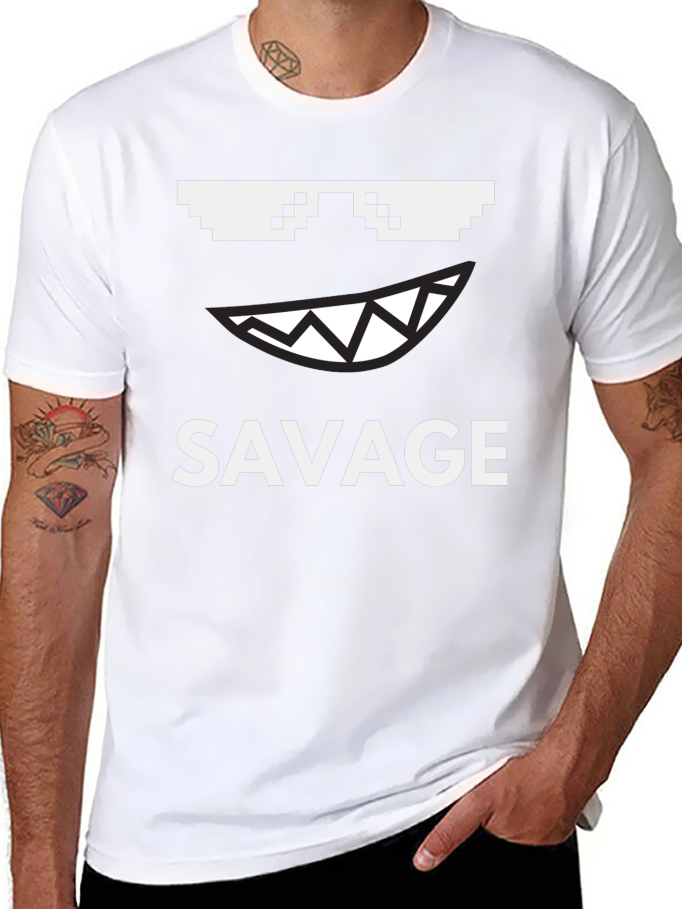 Savage Graphic Tee - Pixel Sunglasses