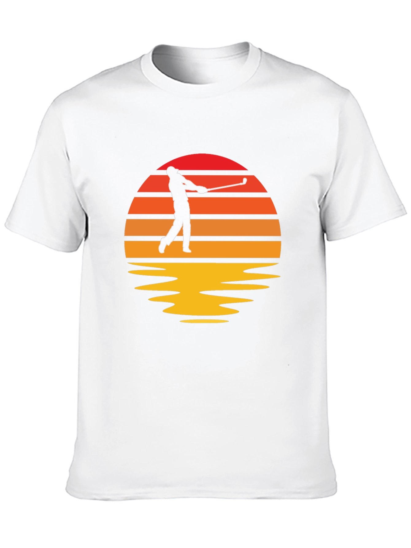 Retro Golfer Sunset Black T-Shirt