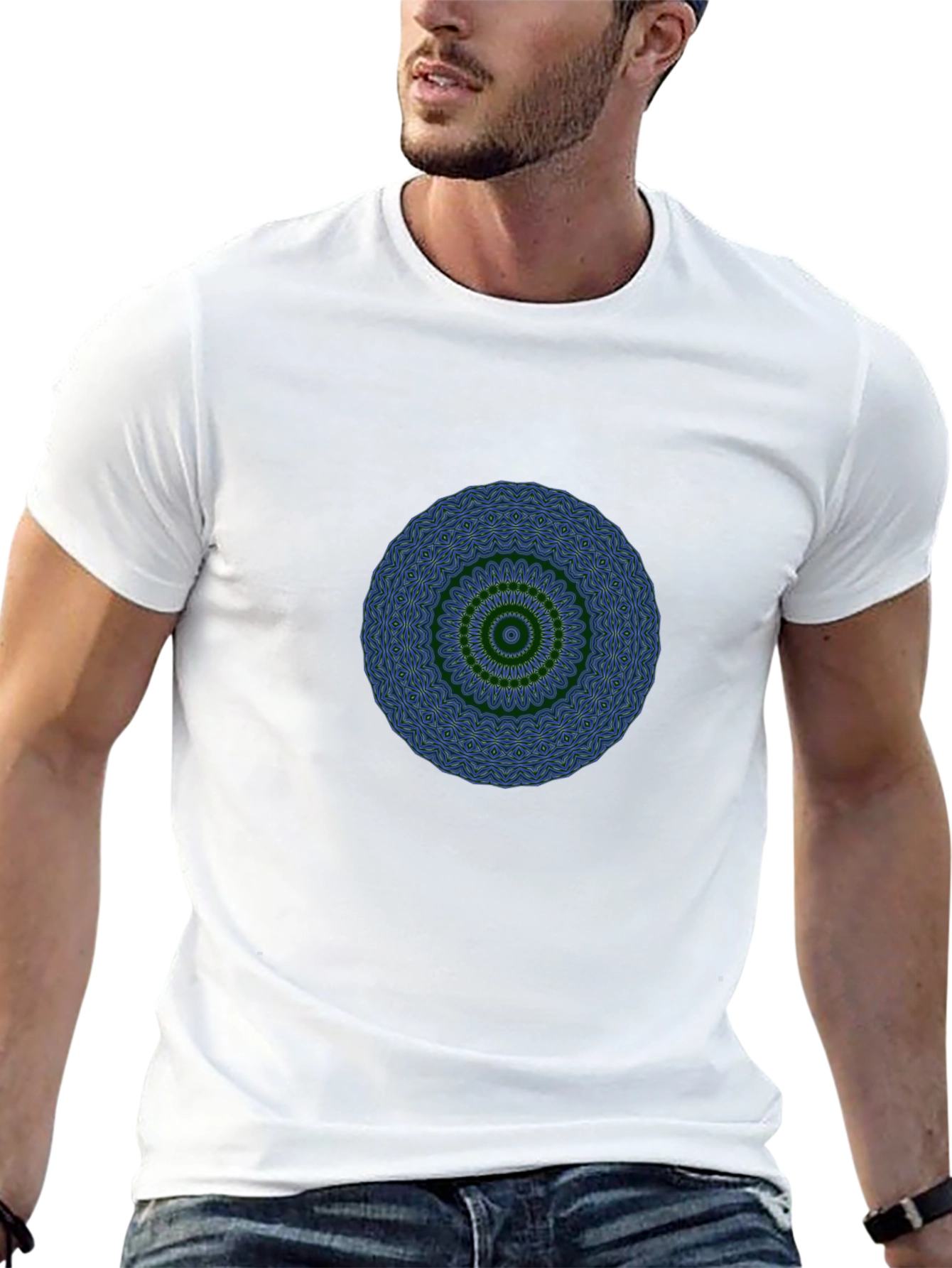 Mens Black T-Shirt with Mandala Design
